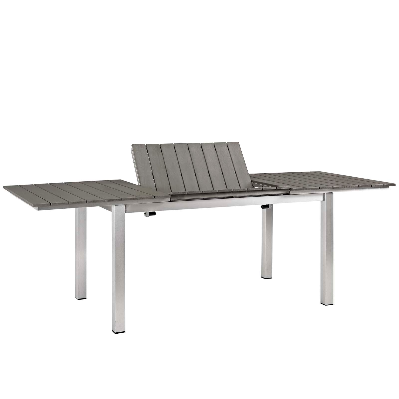 Shore 7 Piece Outdoor Patio Aluminum Dining Set in Silver Gray