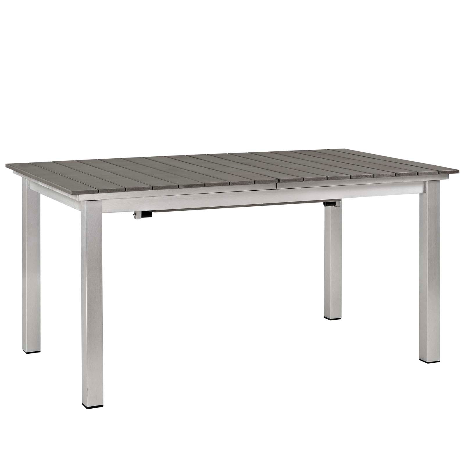 Shore 7 Piece Outdoor Patio Aluminum Dining Set in Silver Gray