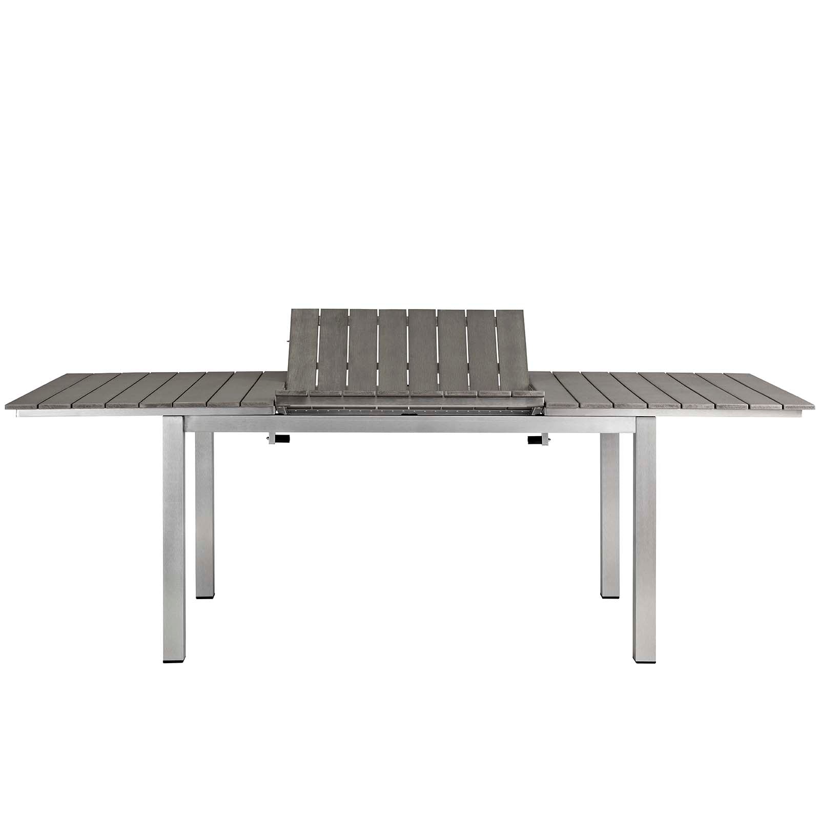 Shore 9 Piece Outdoor Patio Aluminum Dining Set in Silver Gray