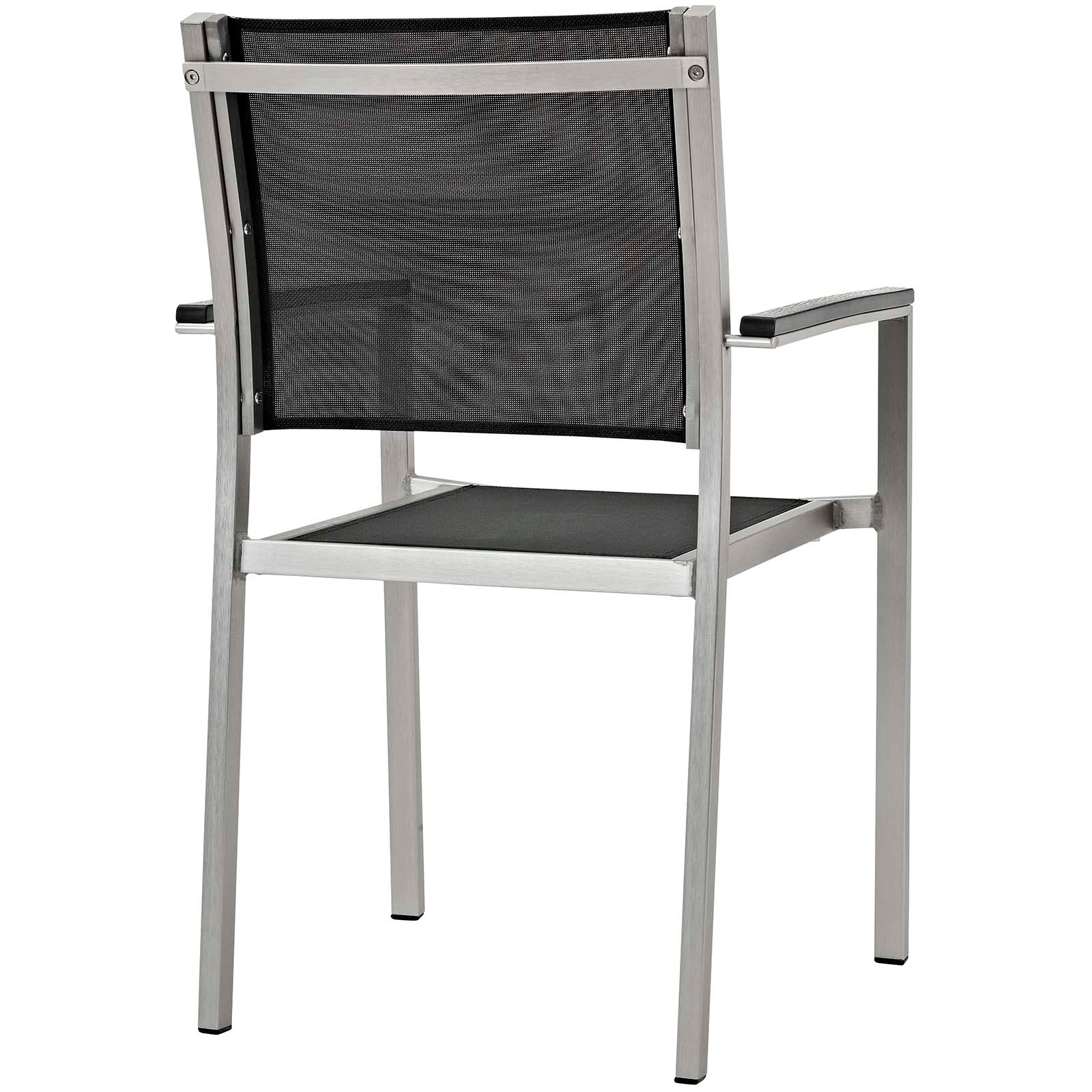 Shore 9 Piece Outdoor Patio Aluminum Dining Set in Silver Black