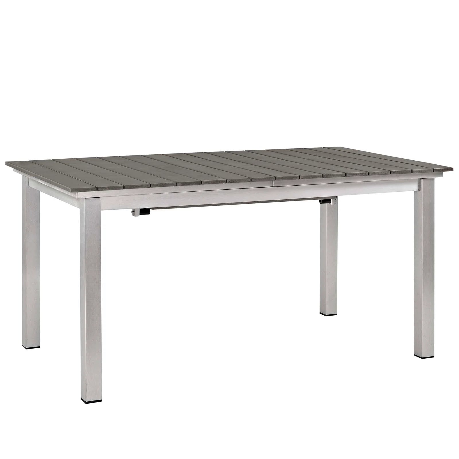 Shore 9 Piece Outdoor Patio Aluminum Dining Set in Silver Black