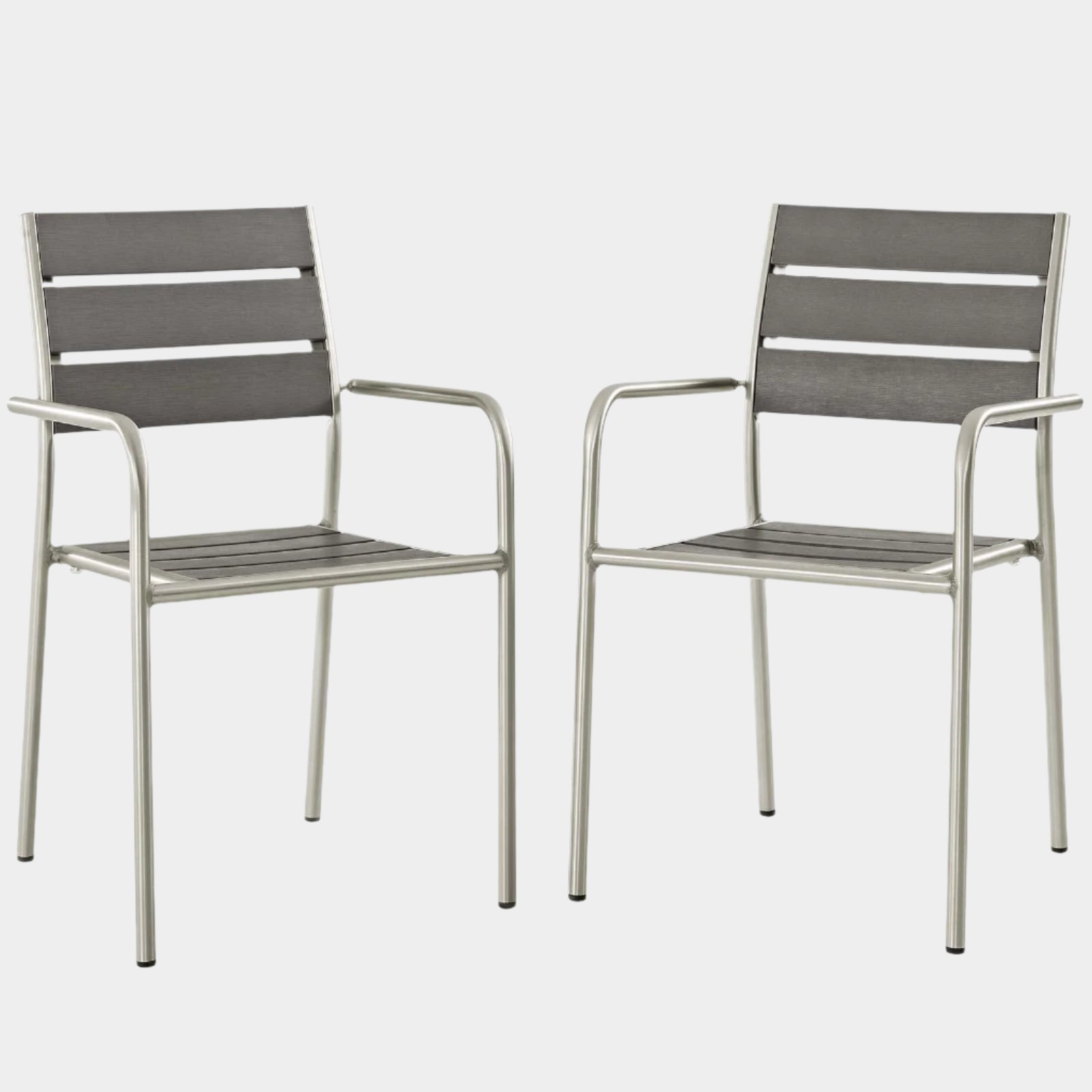 Shore Outdoor Patio Aluminum Dining Rounded Armchair Set of 2