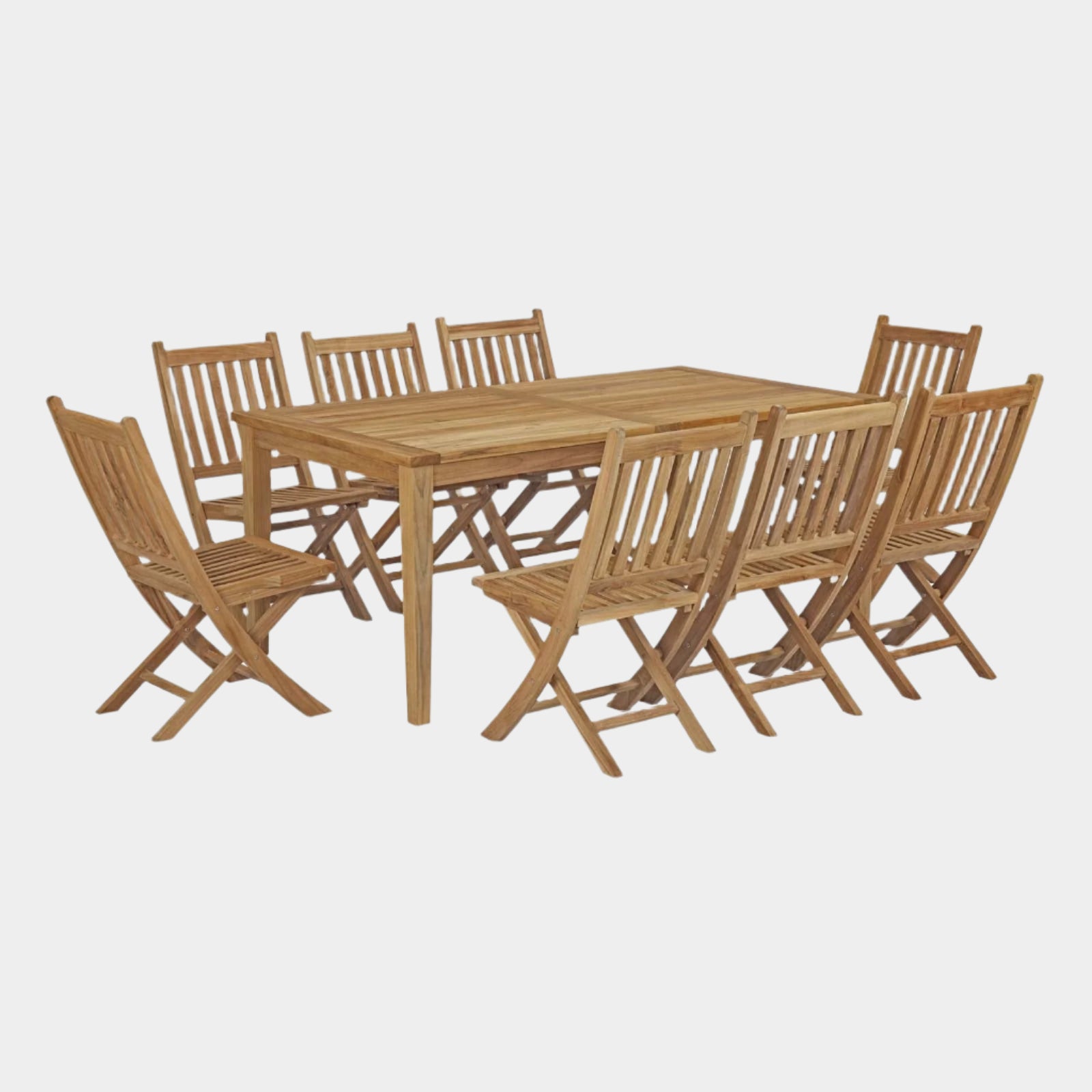 Marina 9 Piece Outdoor Patio Teak Dining Set in Natural