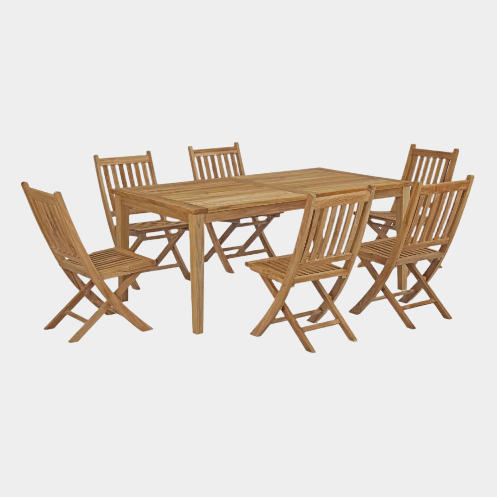 Marina 7 Piece Outdoor Patio Teak Dining Set in Natural