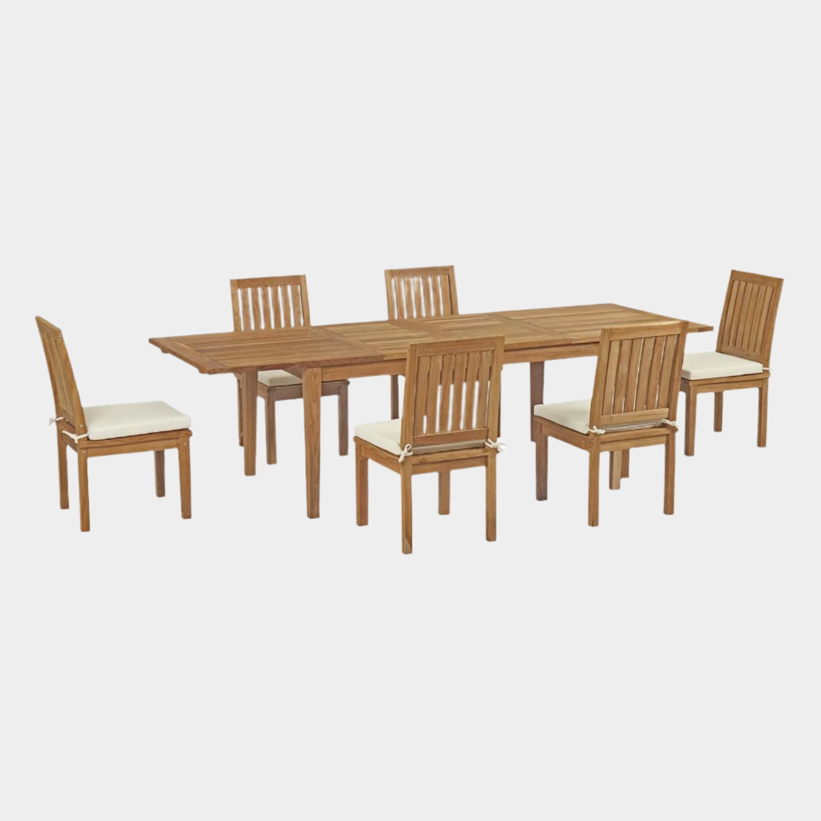 Marina 7 Piece Outdoor Patio Teak Dining Set in Natural White