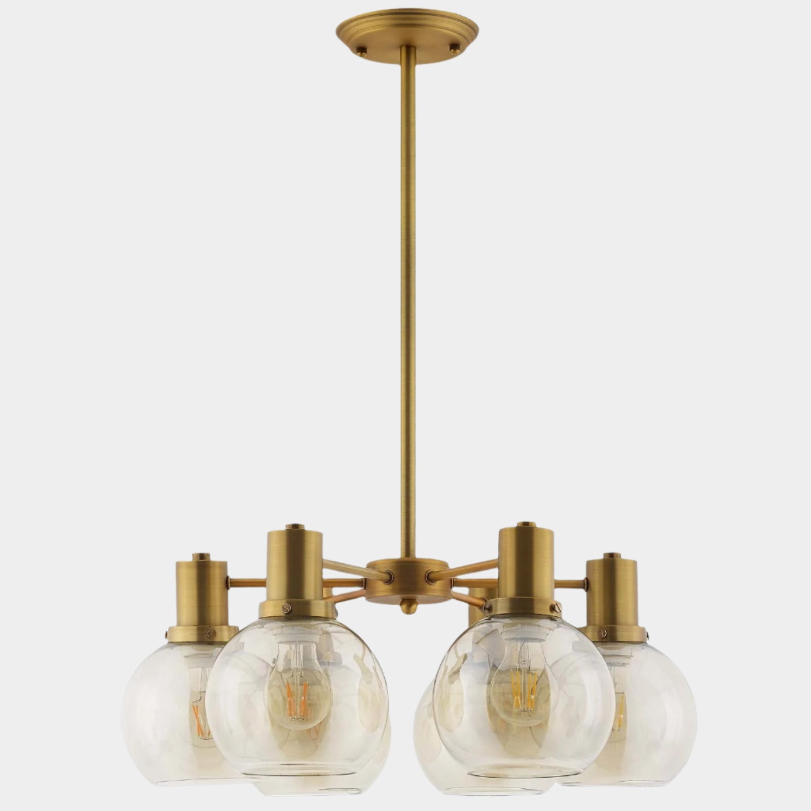 Resound Amber Glass And Brass Pendant Chandelier