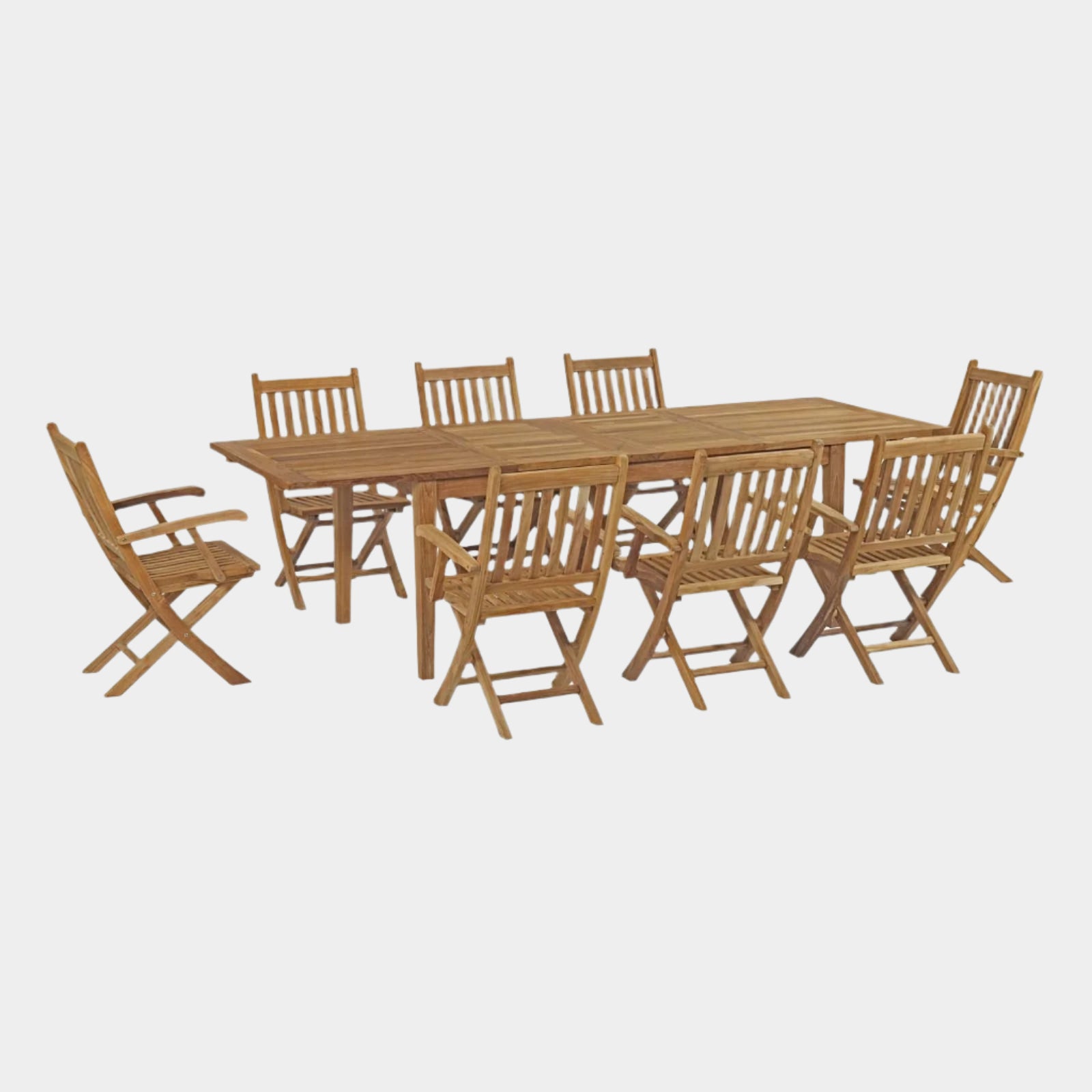 Marina 9 Piece Outdoor Patio Teak Dining Set in Natural