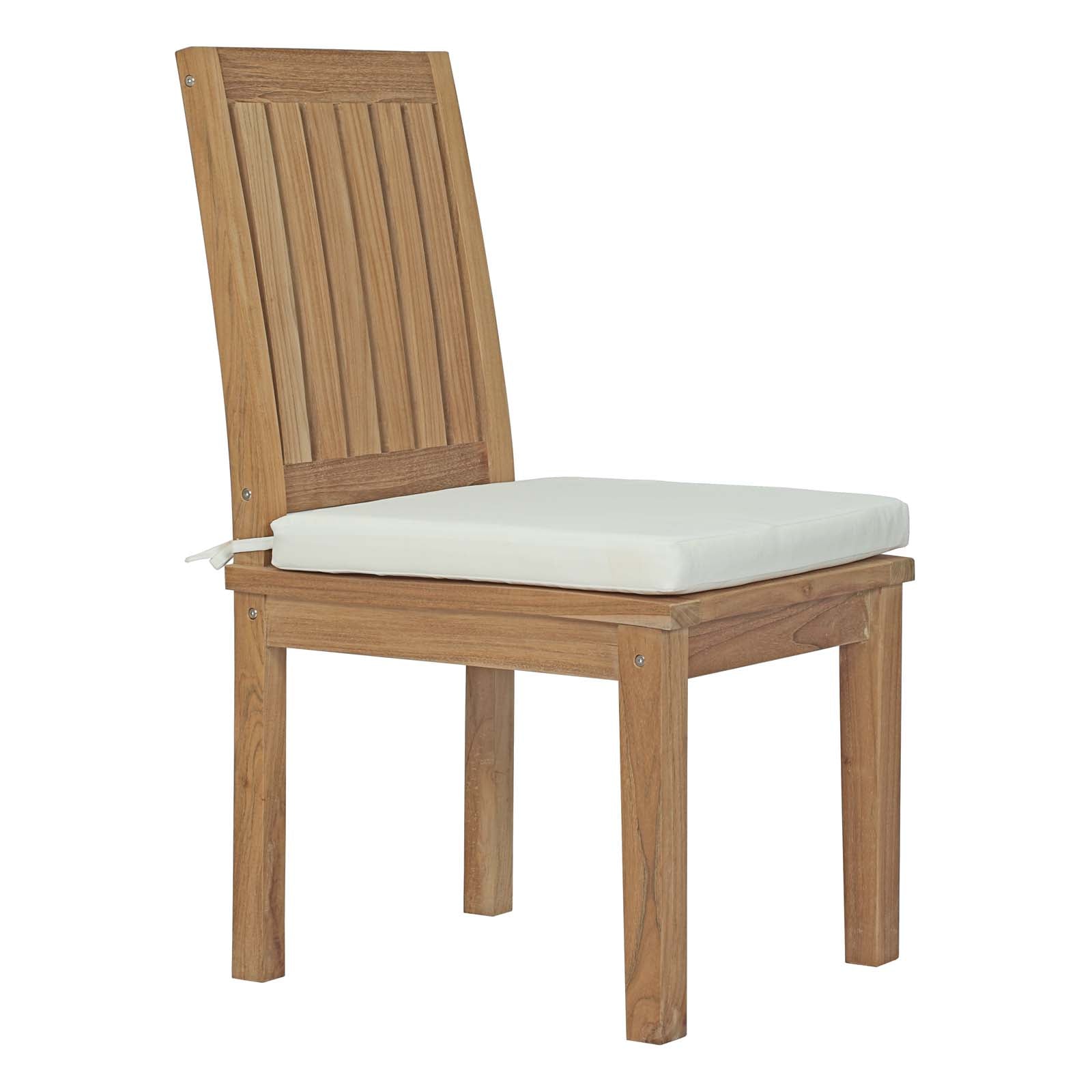 Marina 11 Piece Outdoor Patio Teak Dining Set in Natural White