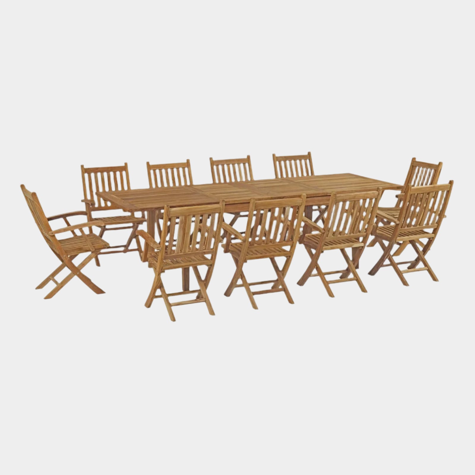 Marina 11 Piece Outdoor Patio Teak Dining Set in Natural