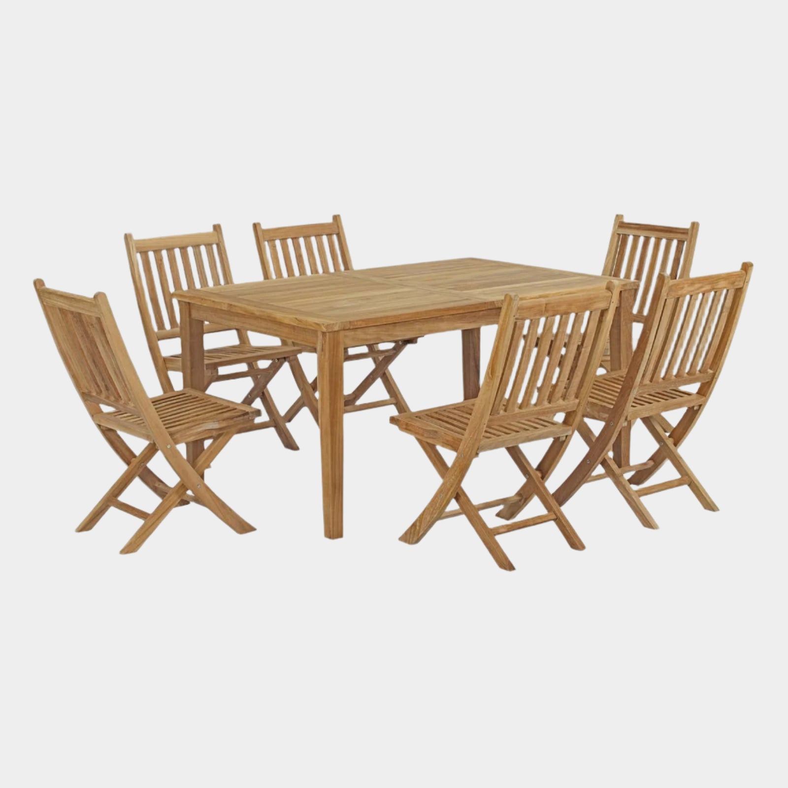 Marina 7 Piece Outdoor Patio Teak Dining Set in Natural