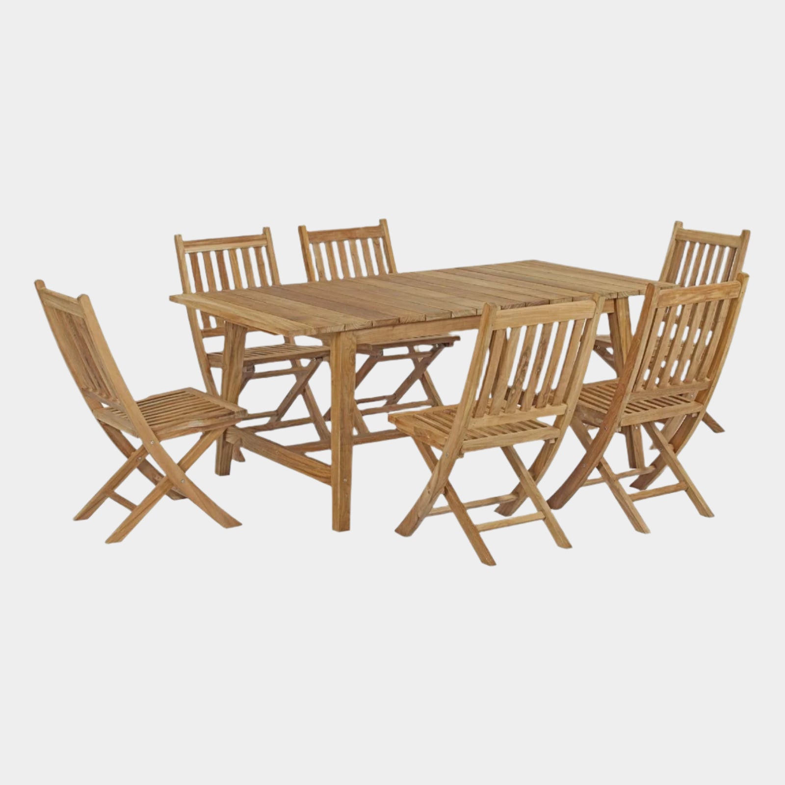 Marina 7 Piece Outdoor Patio Teak Dining Set in Natural