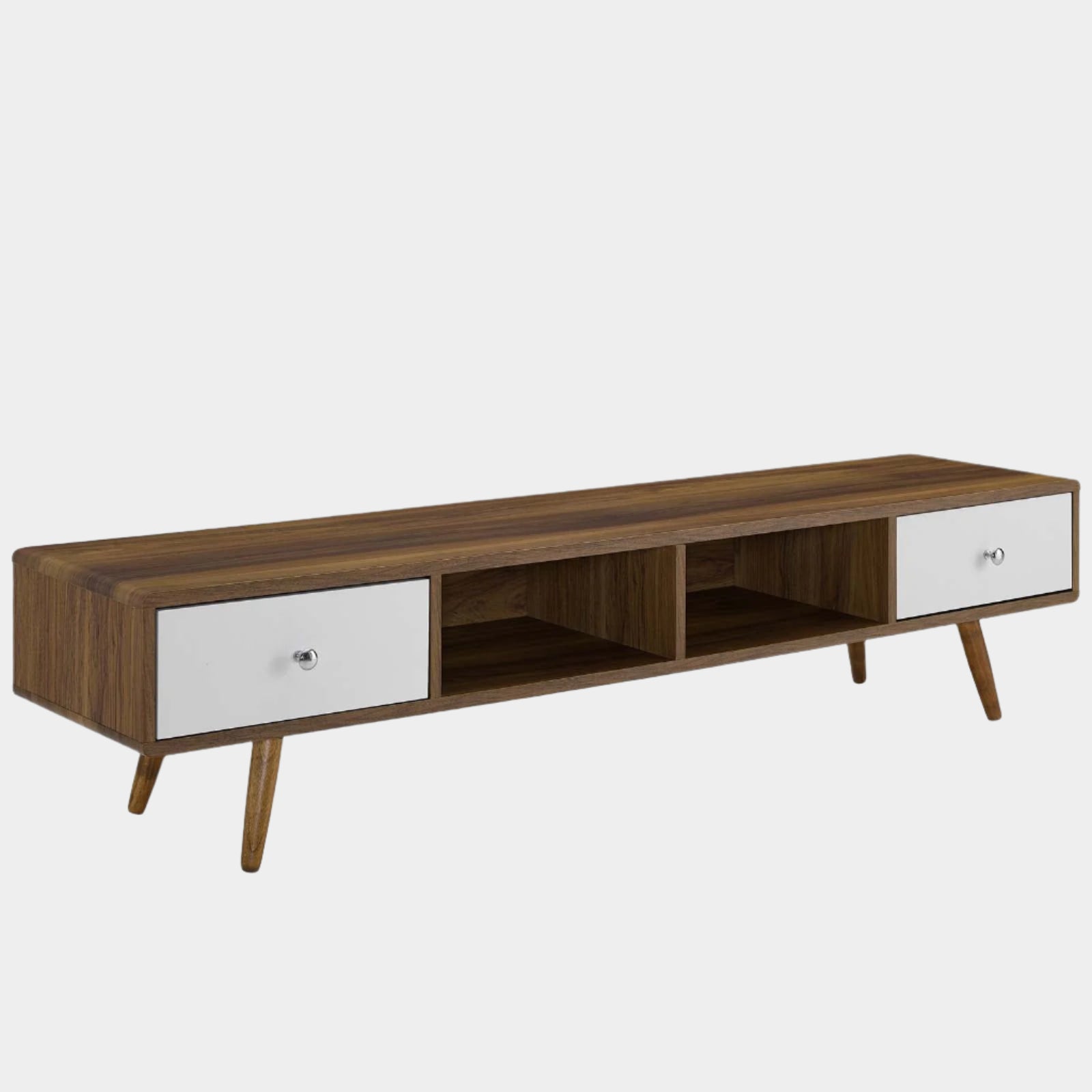 Transmit 70" Media Console Wood TV Stand in Walnut White