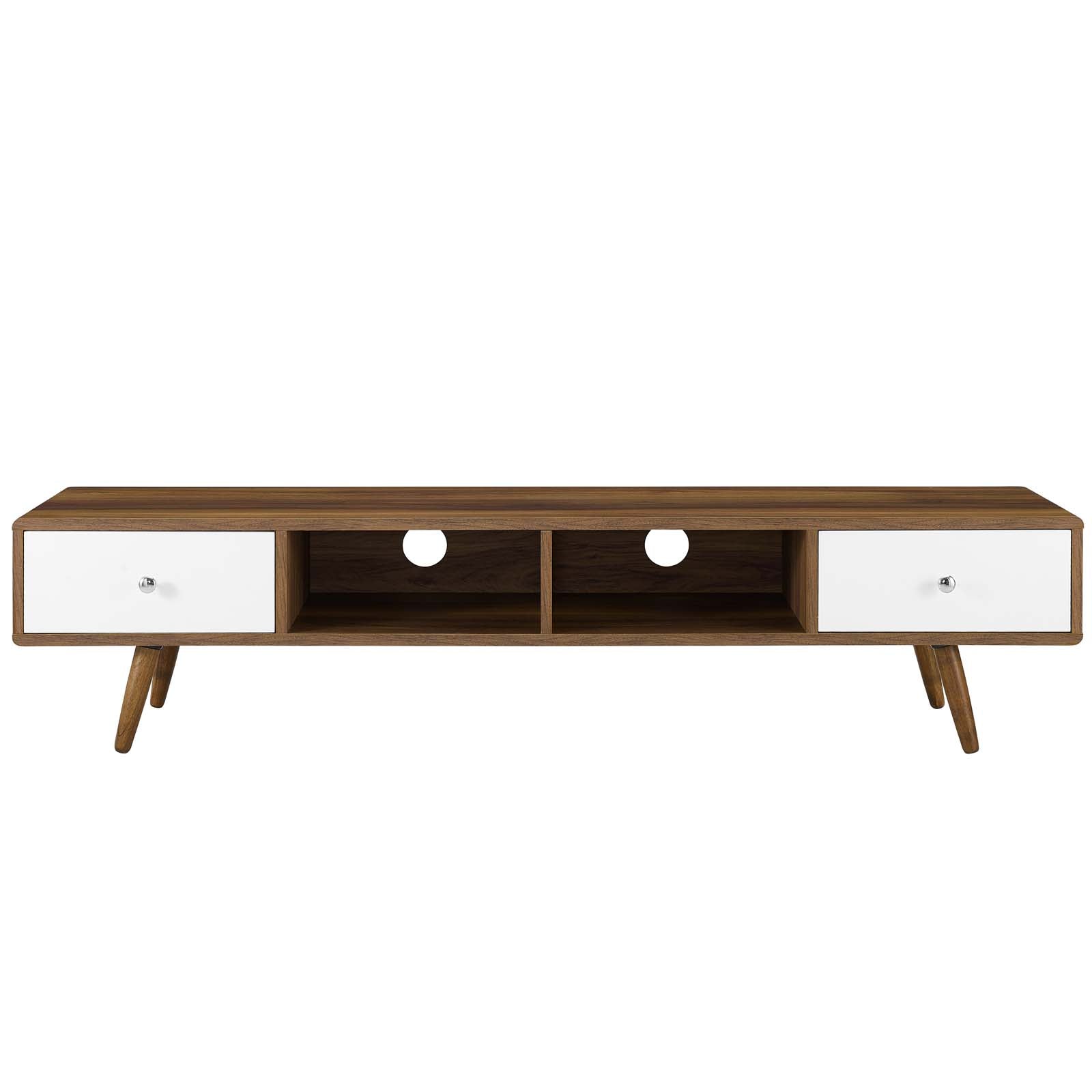 Transmit 70" Media Console Wood TV Stand in Walnut White