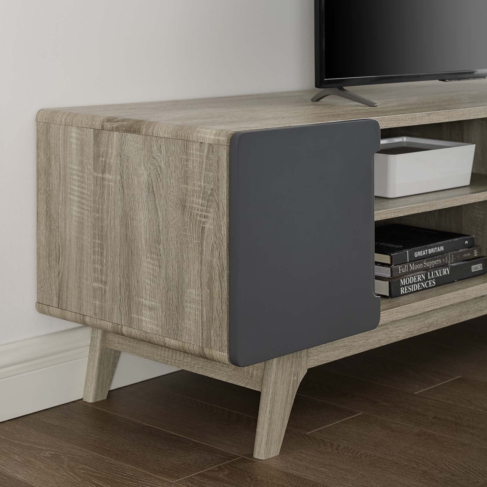 Tread 70" Media Console TV Stand in Natural Gray