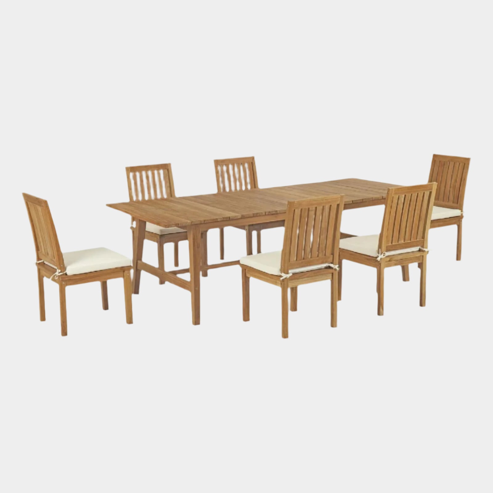 Marina 7 Piece Outdoor Patio Teak Dining Set in Natural White