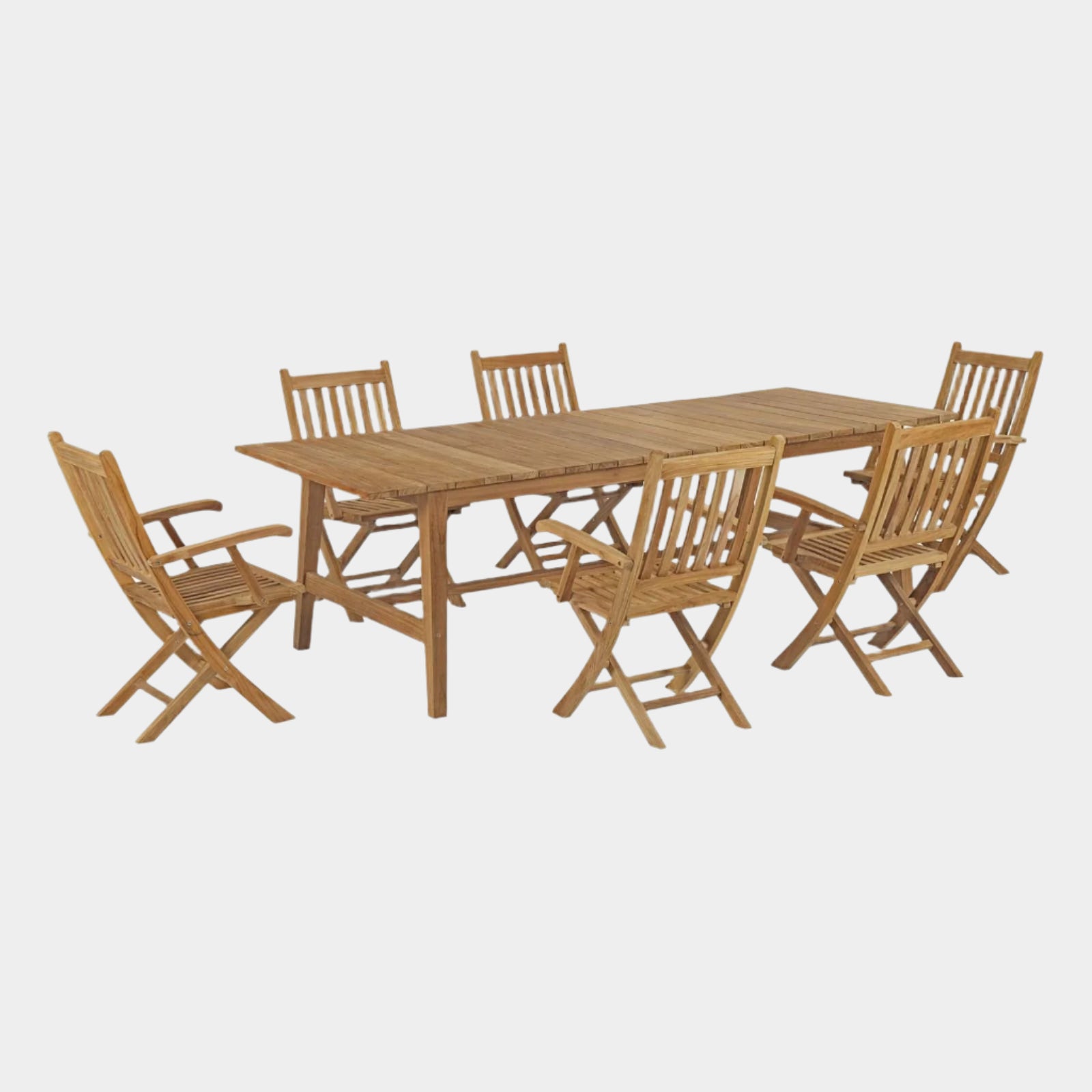 Marina 7 Piece Outdoor Patio Teak Dining Set in Natural