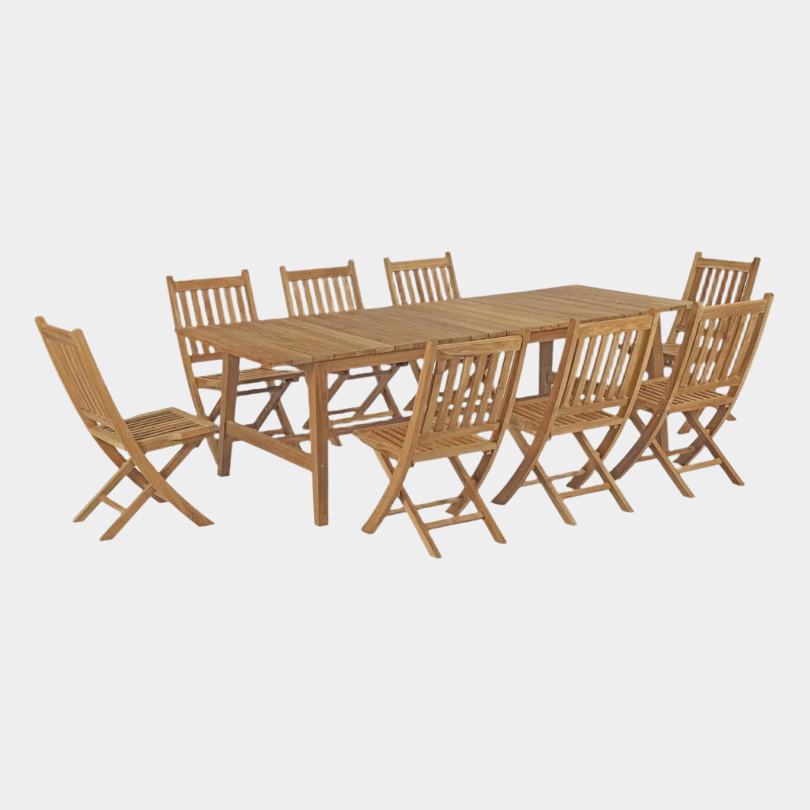 Marina 9 Piece Outdoor Patio Teak Dining Set in Natural