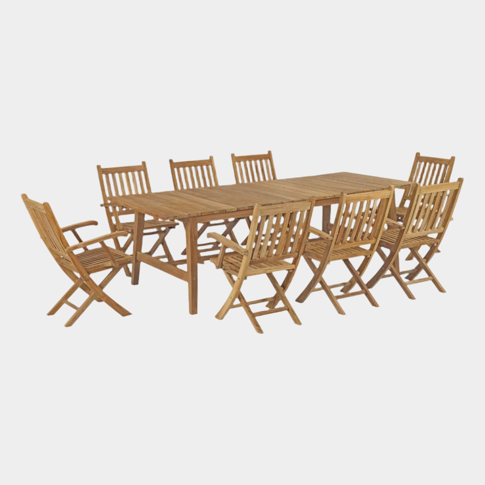 Marina 9 Piece Outdoor Patio Teak Dining Set in Natural