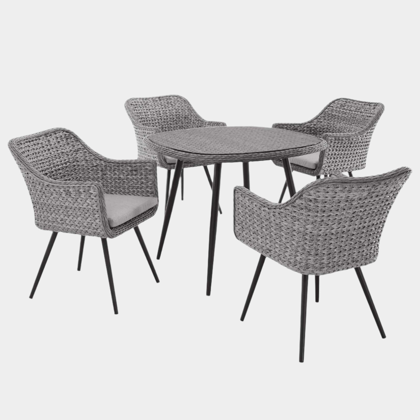 Endeavor 5 Piece Outdoor Patio Wicker Rattan Dining Set in Gray Gray