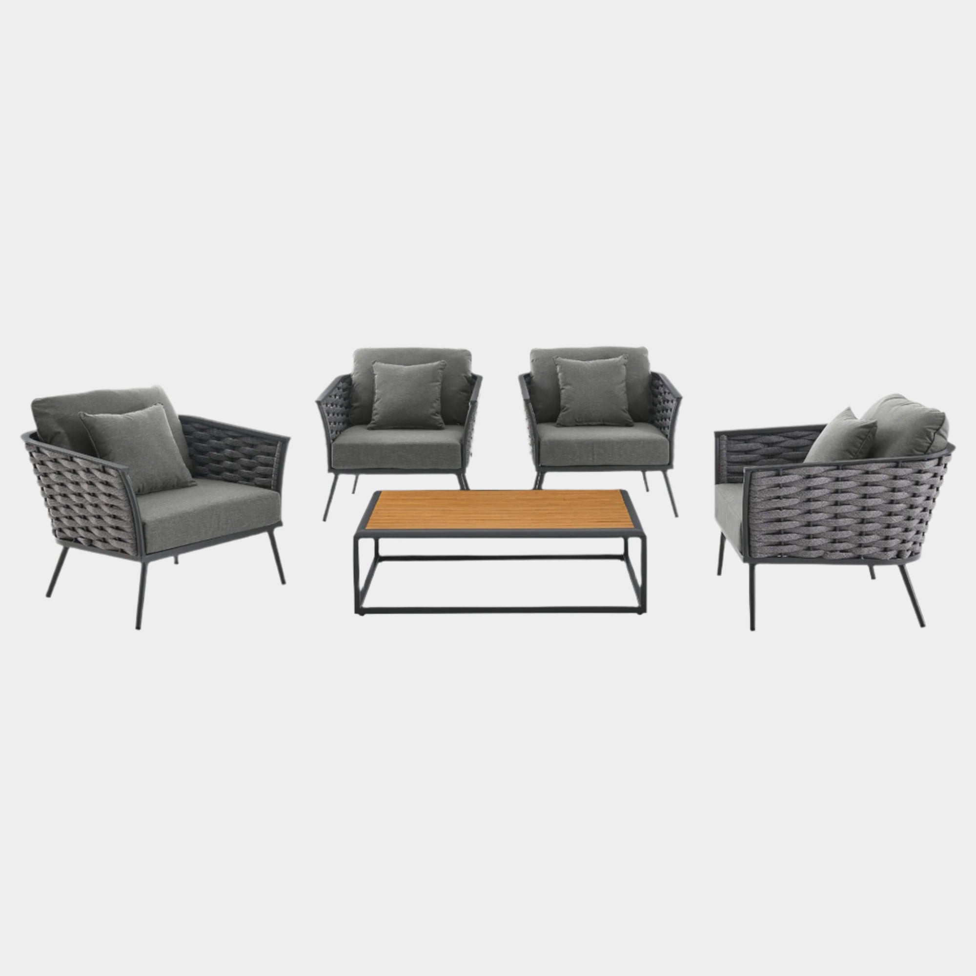 Stance 5 Piece Outdoor Patio Aluminum Sectional Sofa Set