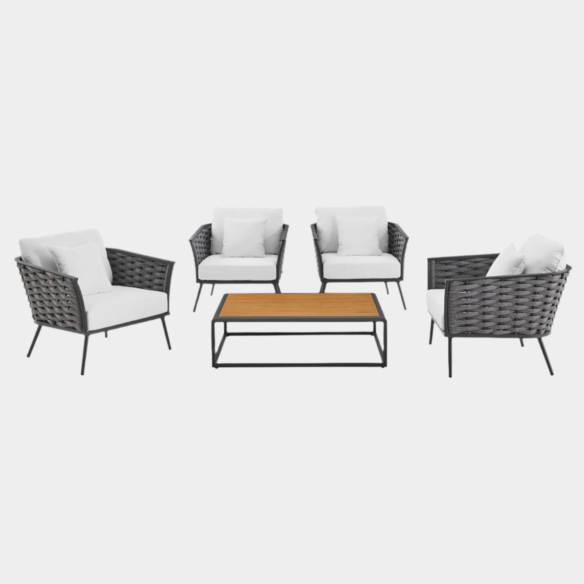 Stance 5 Piece Outdoor Patio Aluminum Sectional Sofa Set