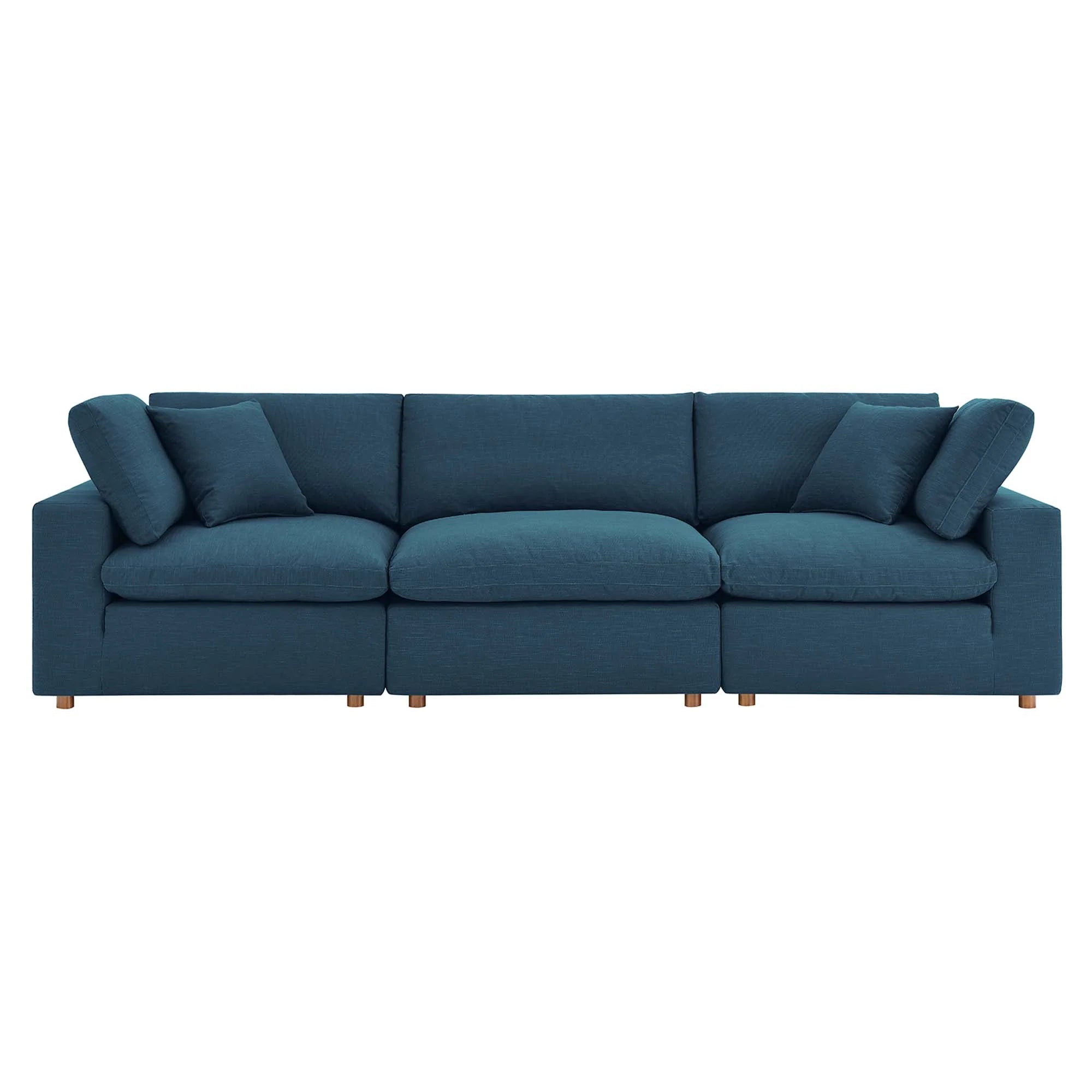 Commix 3 Piece Down Filled Overstuffed Sectional Sofa Set