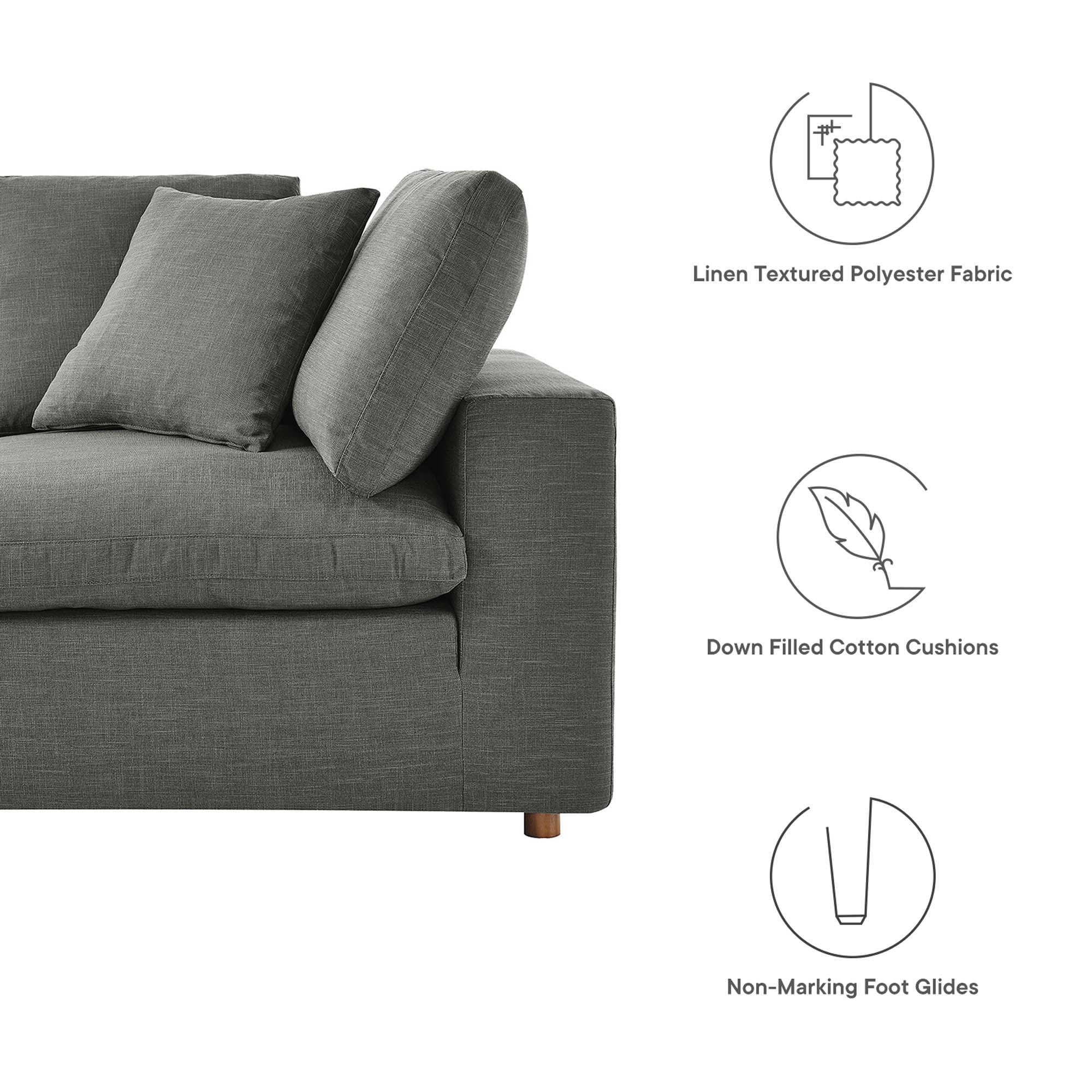 Commix 3 Piece Down Filled Overstuffed Sectional Sofa