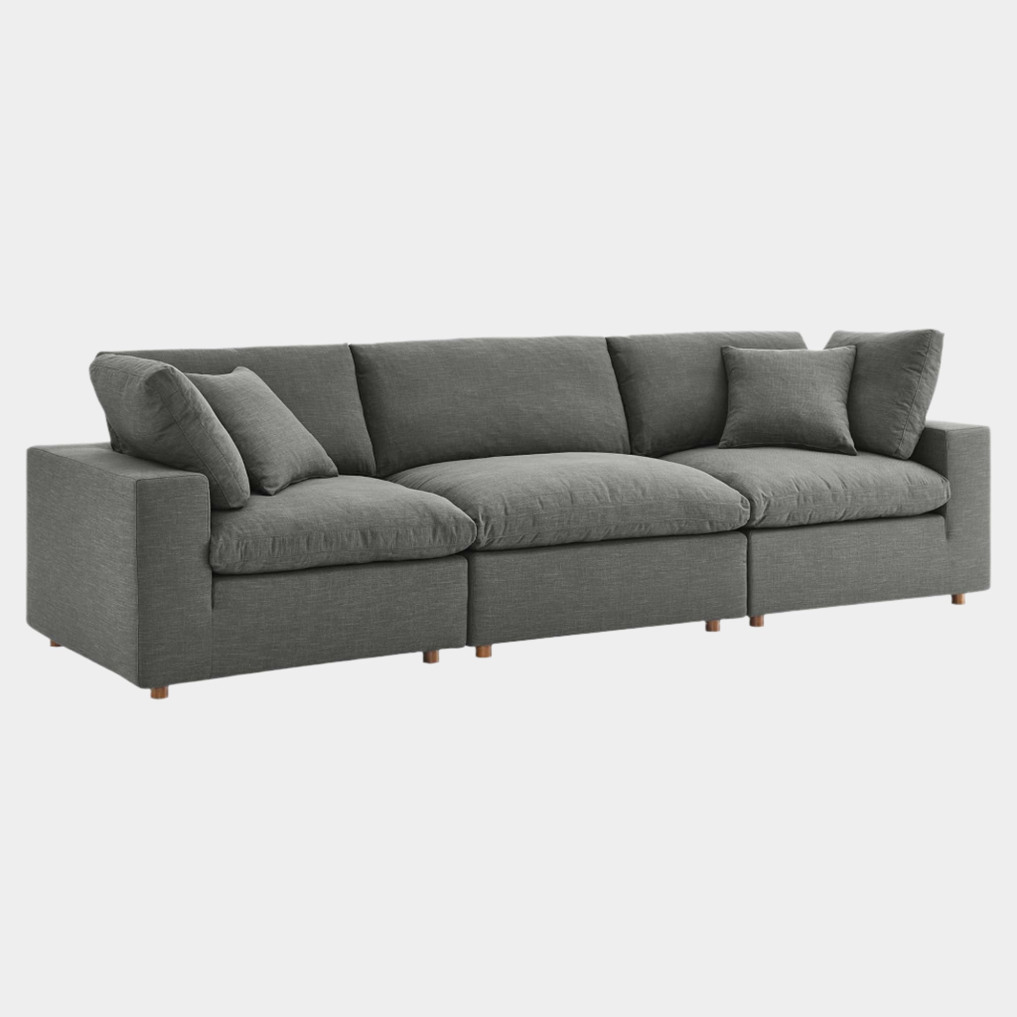 Commix 3 Piece Down Filled Overstuffed Sectional Sofa Set