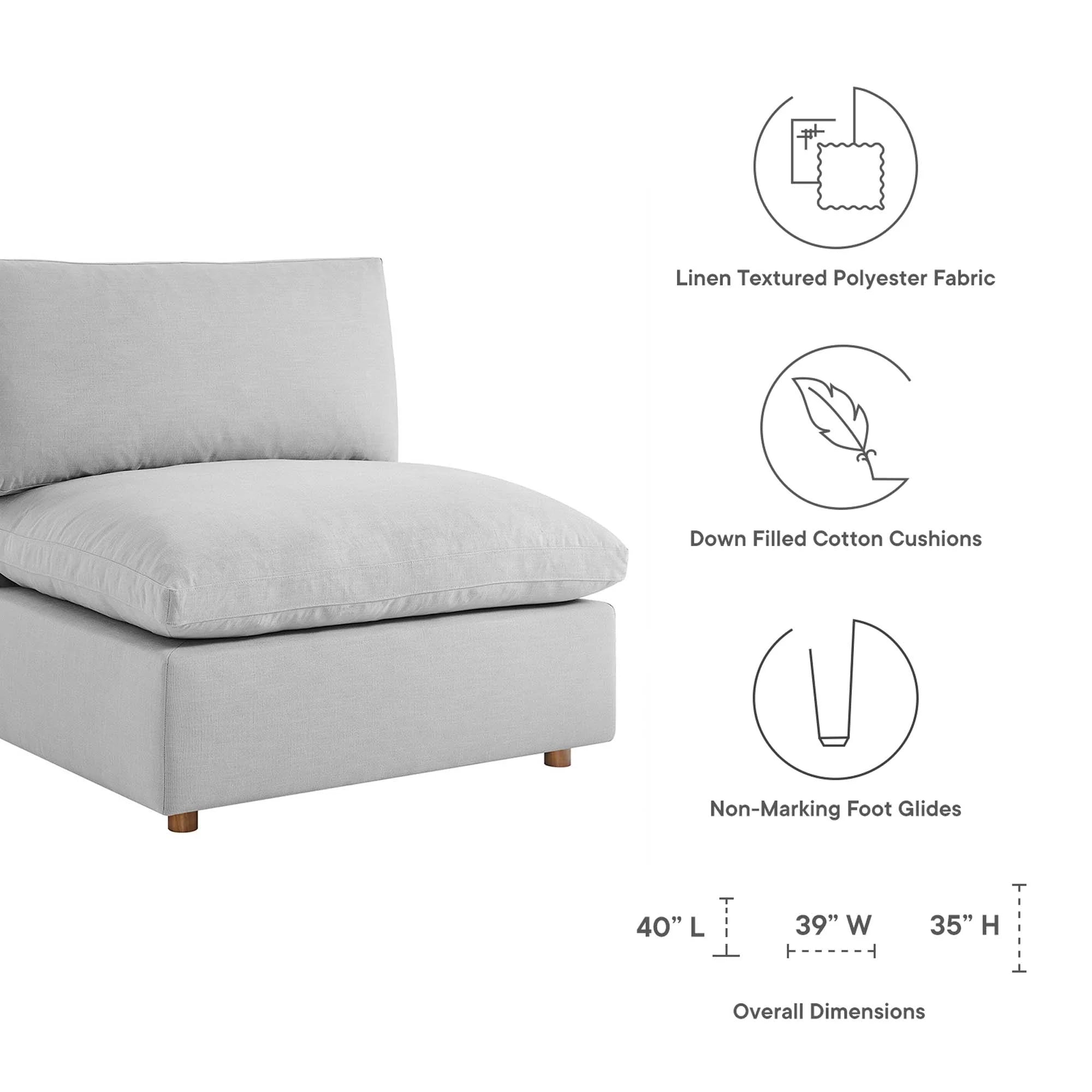 Chaise sans accoudoirs rembourrée en duvet Commix