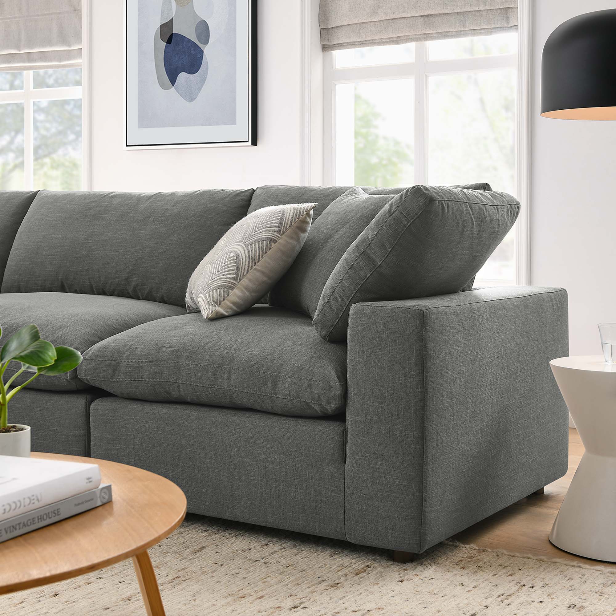 Commix 4 Piece Down Filled Overstuffed Sectional Sofa Set