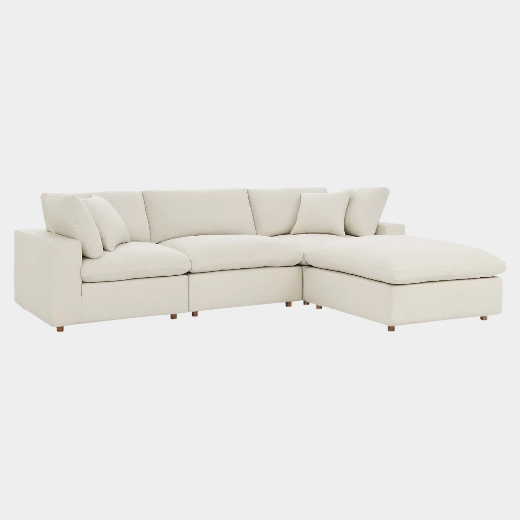 Commix 4 Piece Down Filled Overstuffed Sectional Sofa Set