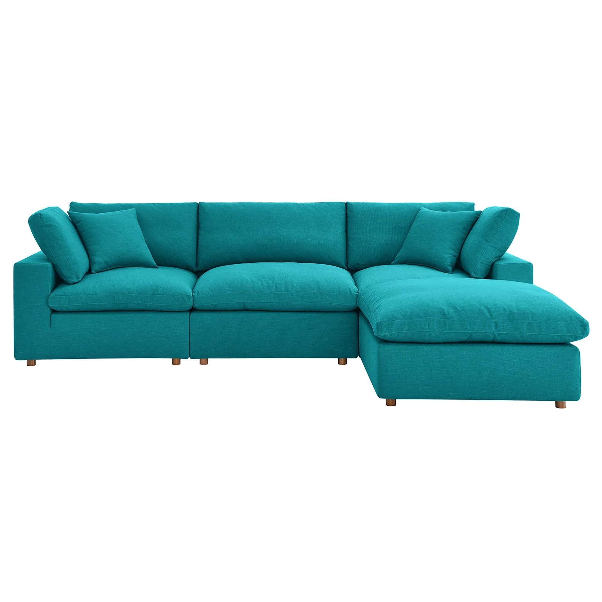 Commix 4 Piece Down Filled Overstuffed Sectional Sofa Set