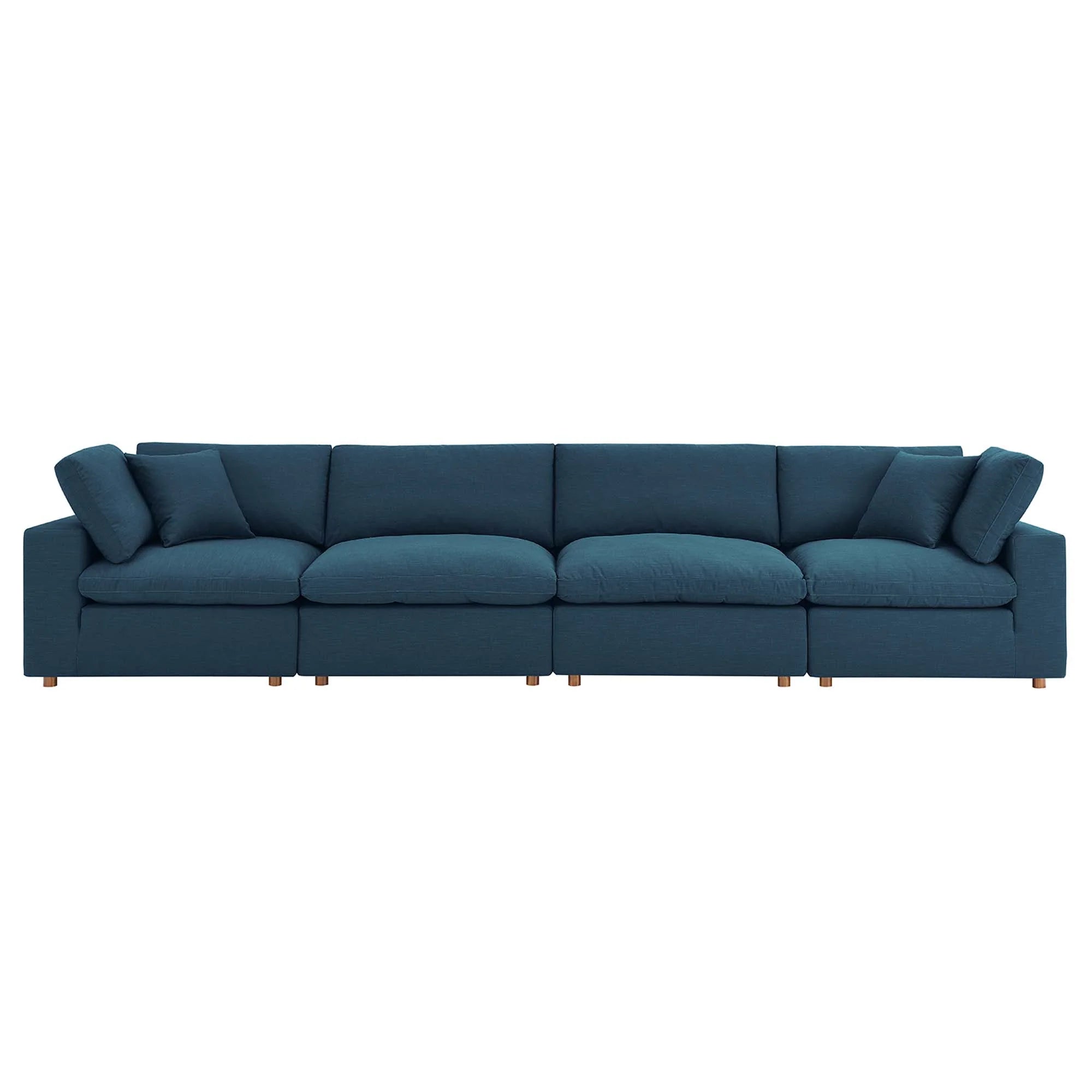 Commix 4 Piece Down Filled Overstuffed Sectional Sofa Set