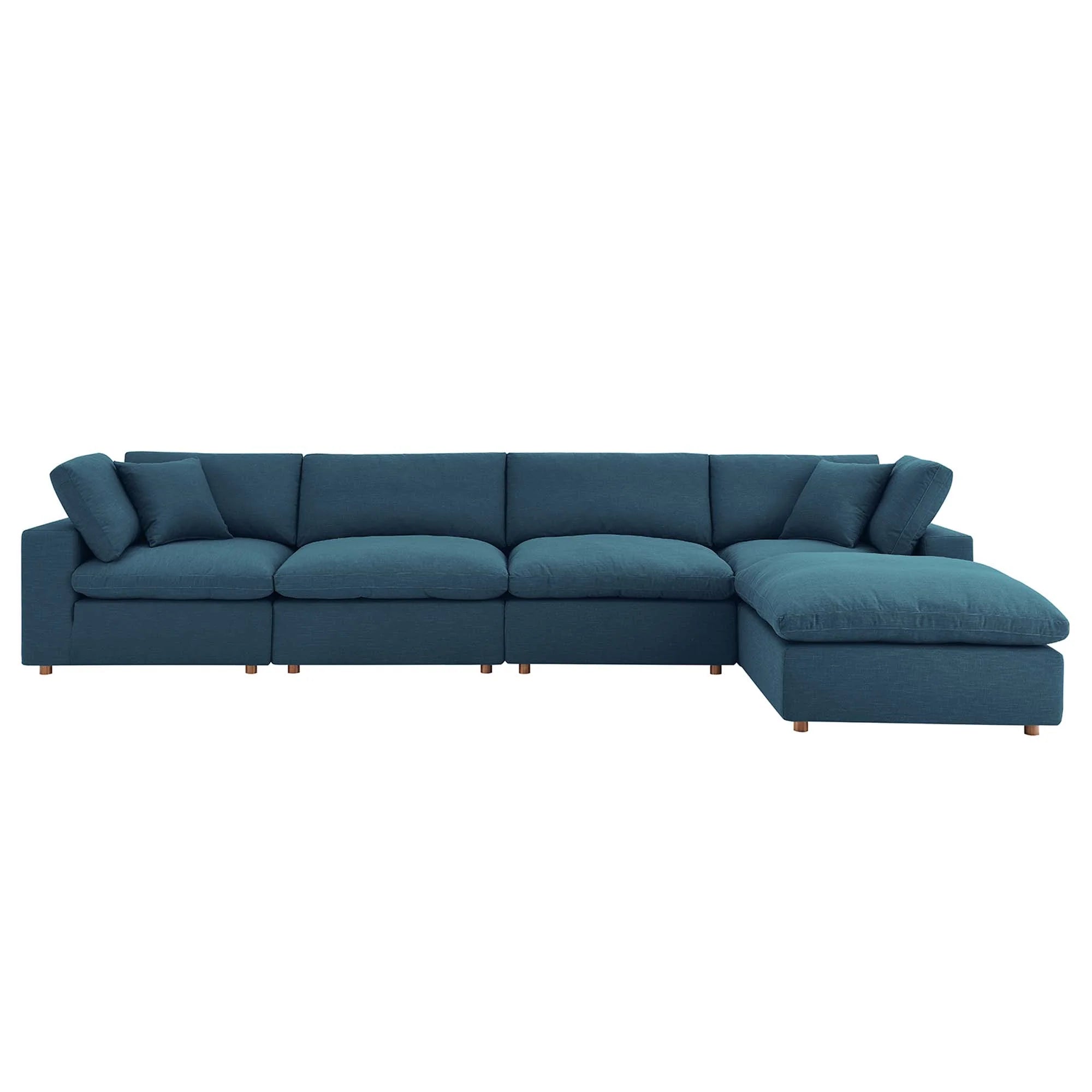 Commix 5 Piece Down Filled Overstuffed Sectional Sofa Set