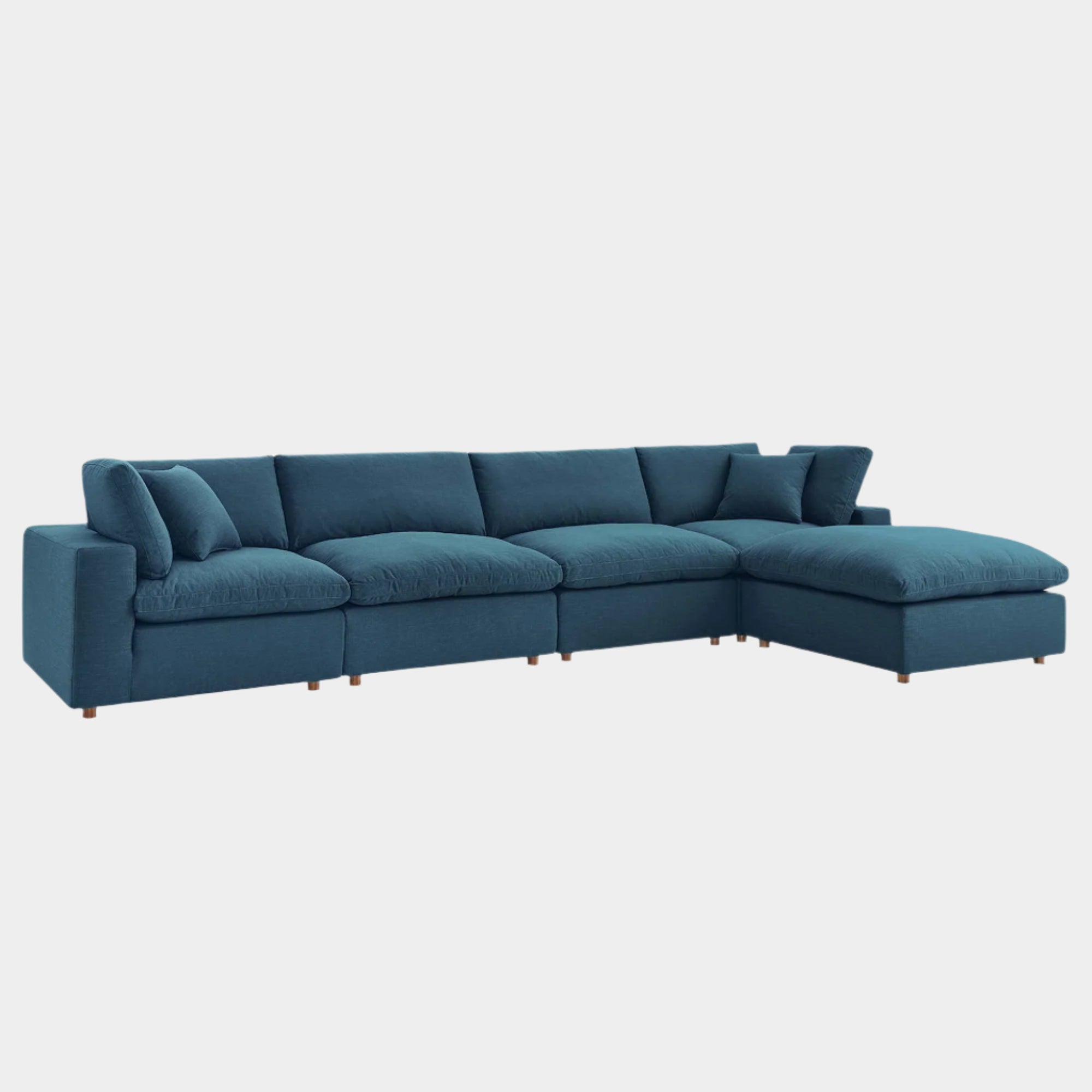 Commix 5 Piece Down Filled Overstuffed Sectional Sofa Set