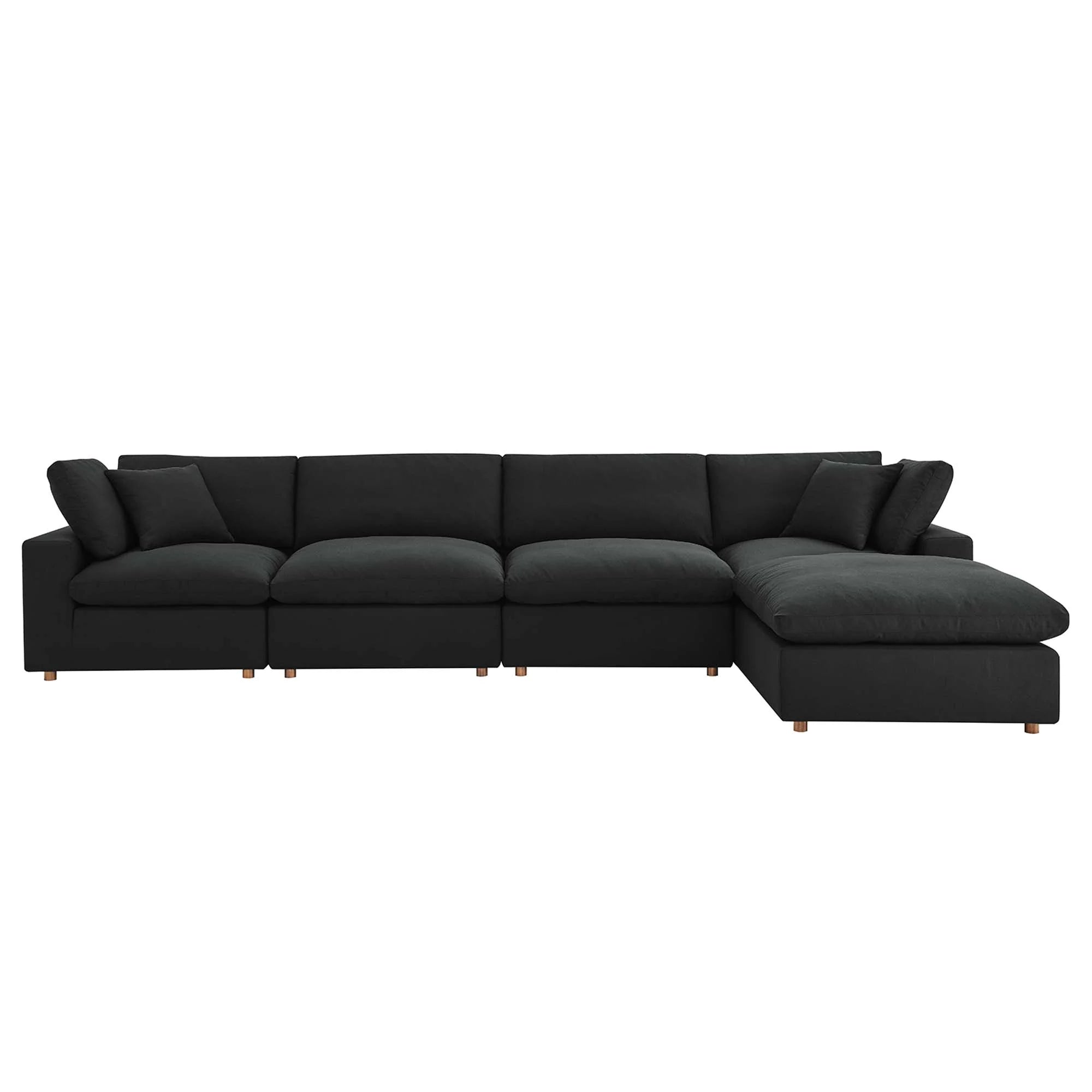 Commix 5 Piece Down Filled Overstuffed Sectional Sofa Set