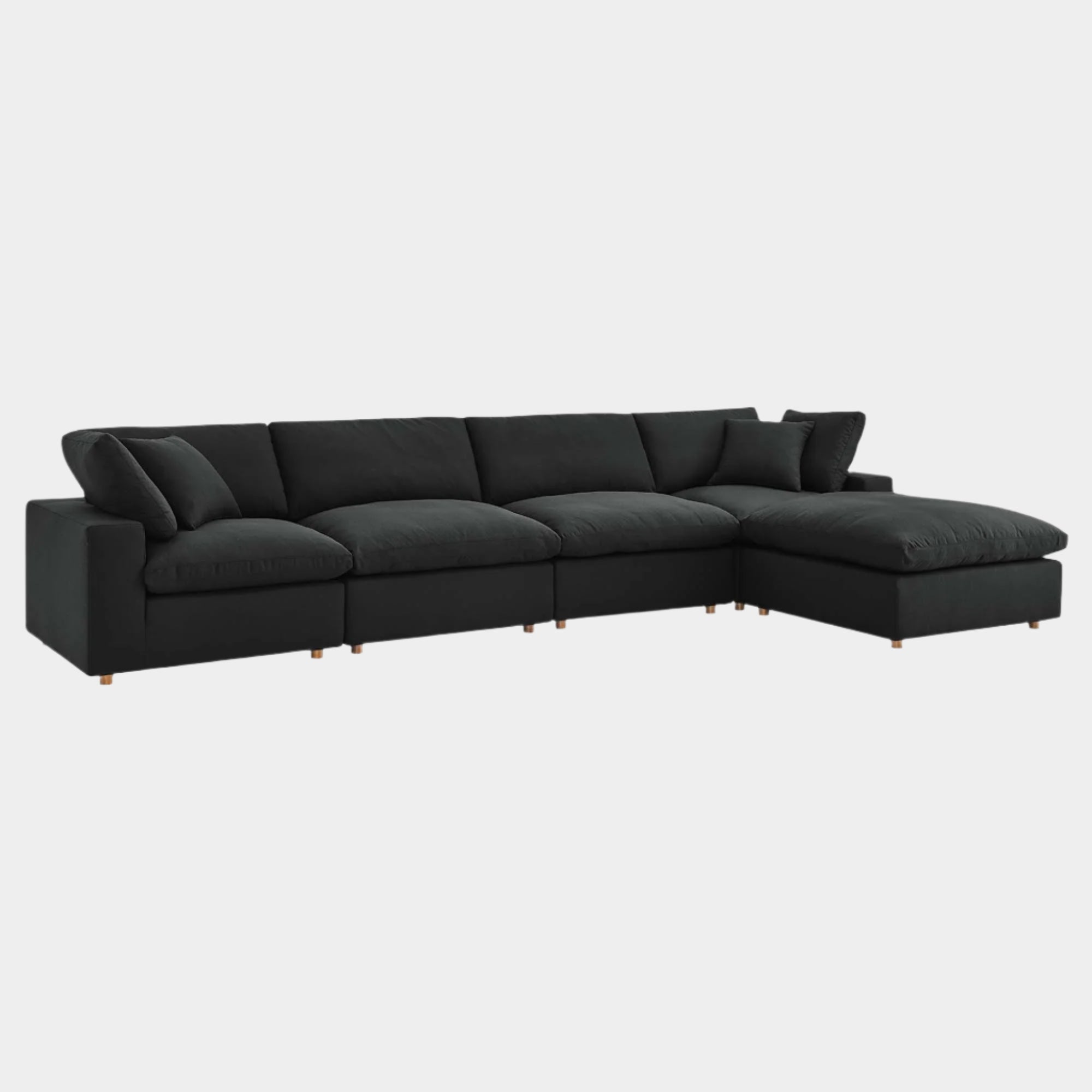 Commix 5 Piece Down Filled Overstuffed Sectional Sofa Set