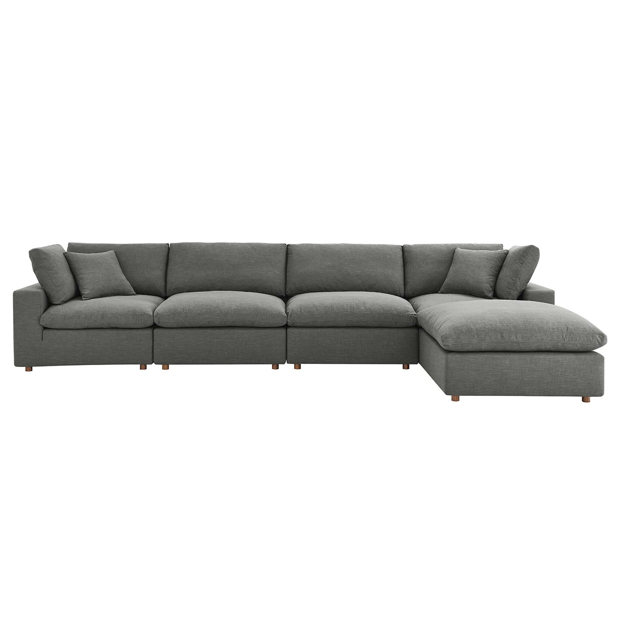 Commix 5 Piece Down Filled Overstuffed Sectional Sofa Set