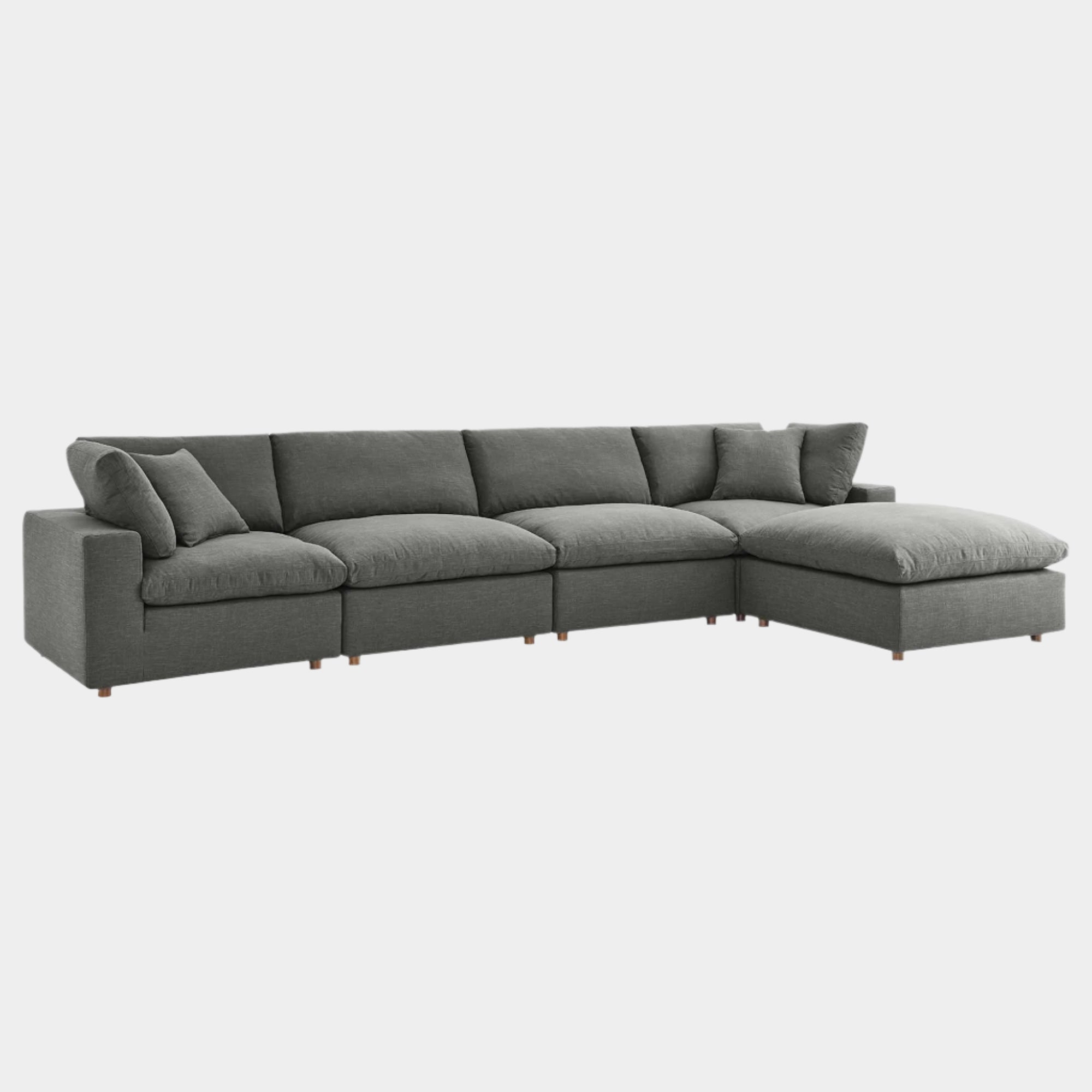 Commix 5 Piece Down Filled Overstuffed Sectional Sofa Set