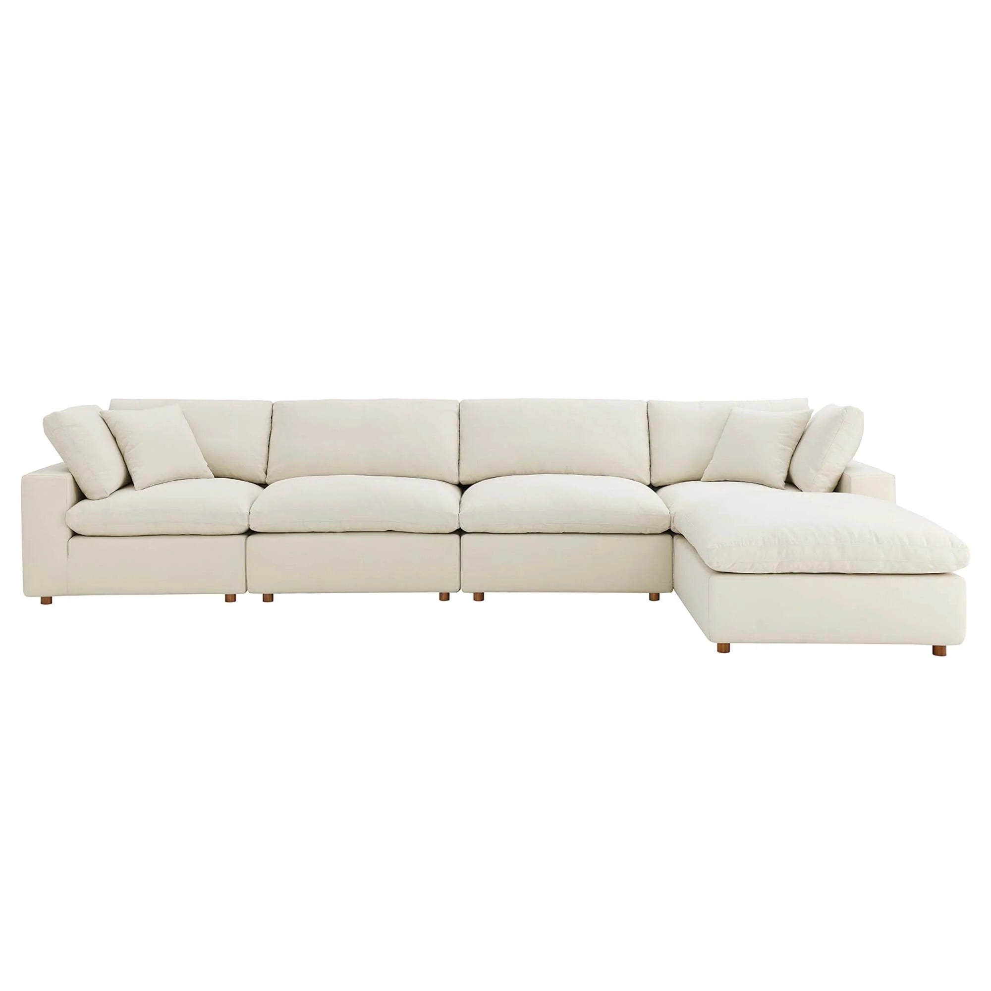 Commix 5 Piece Down Filled Overstuffed Sectional Sofa Set