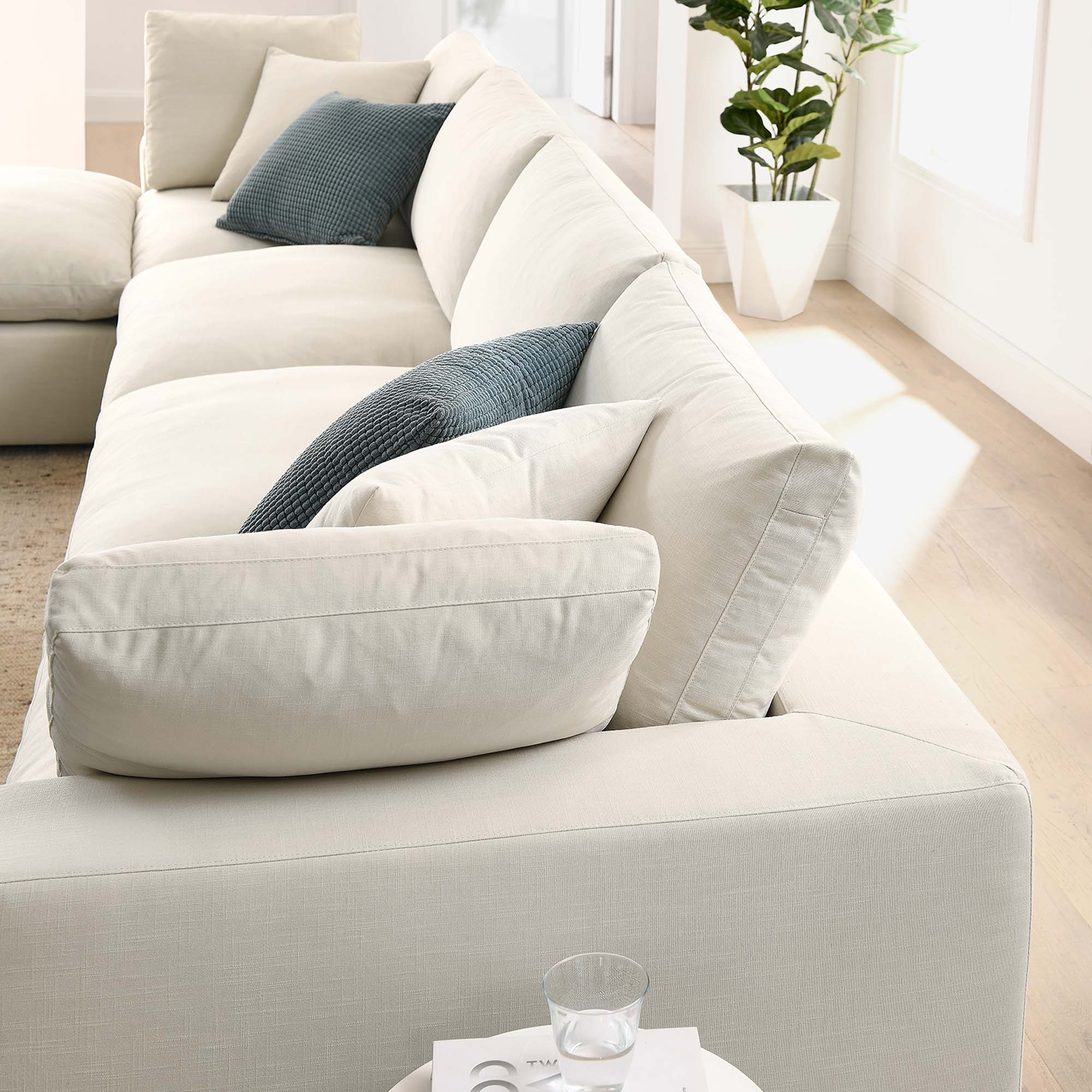 Commix 5 Piece Down Filled Overstuffed Sectional Sofa Set