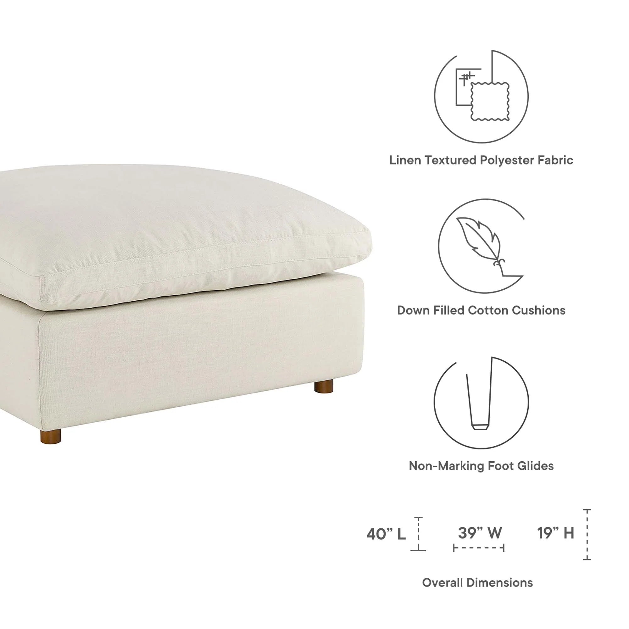 Chaise sans accoudoirs rembourrée en duvet Commix