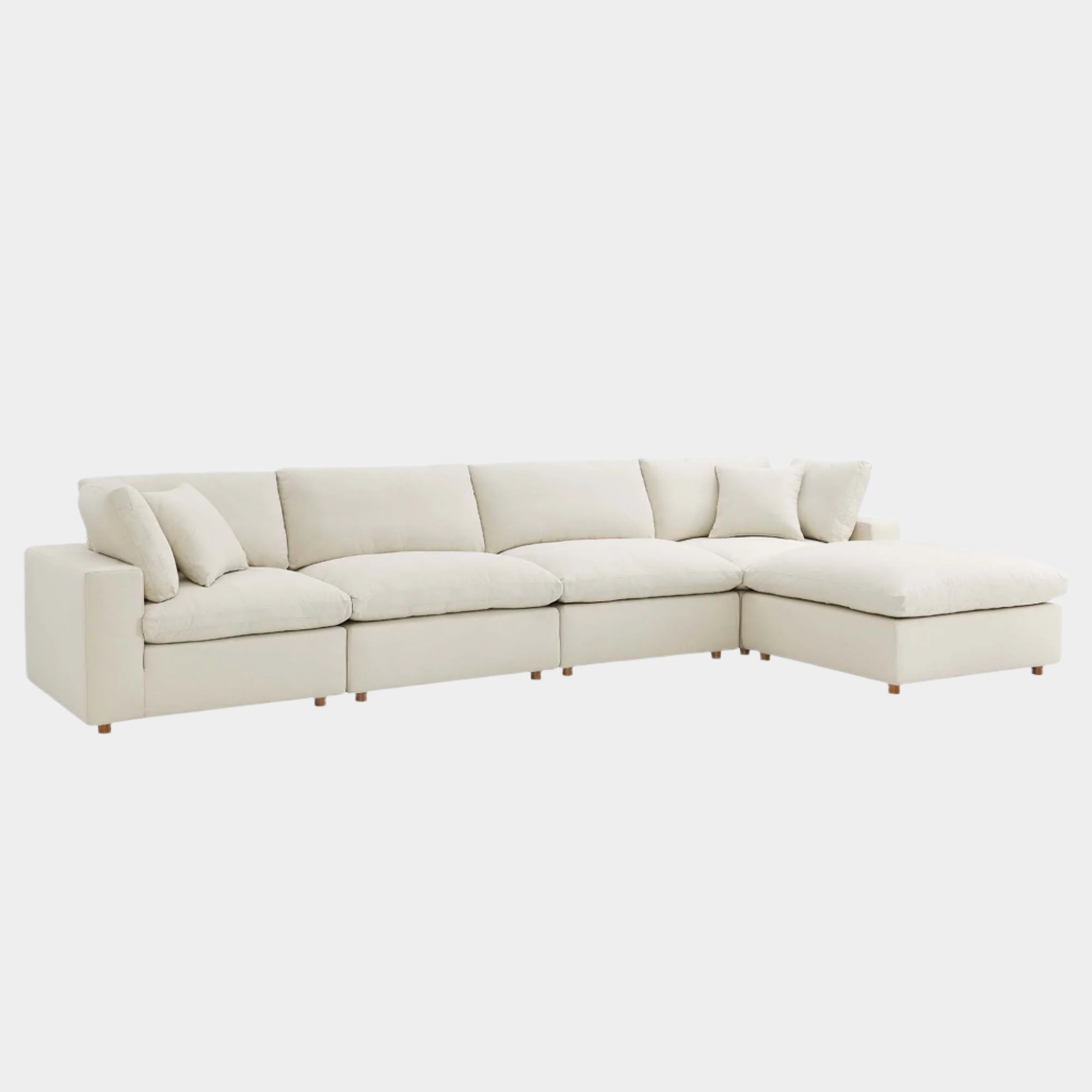 Commix 5 Piece Down Filled Overstuffed Sectional Sofa Set