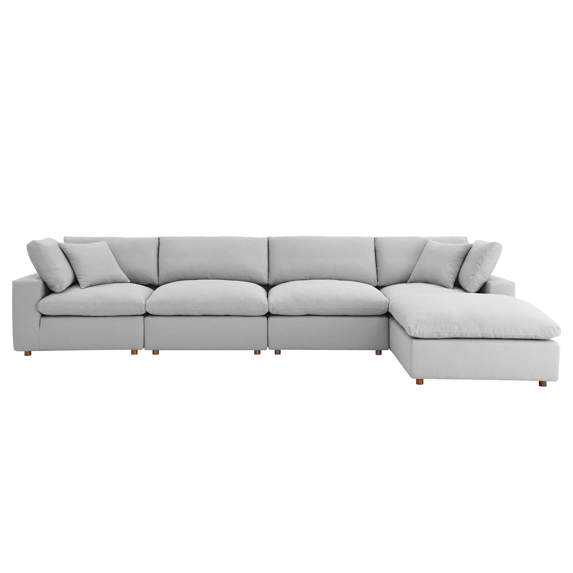 Commix 5 Piece Down Filled Overstuffed Sectional Sofa Set