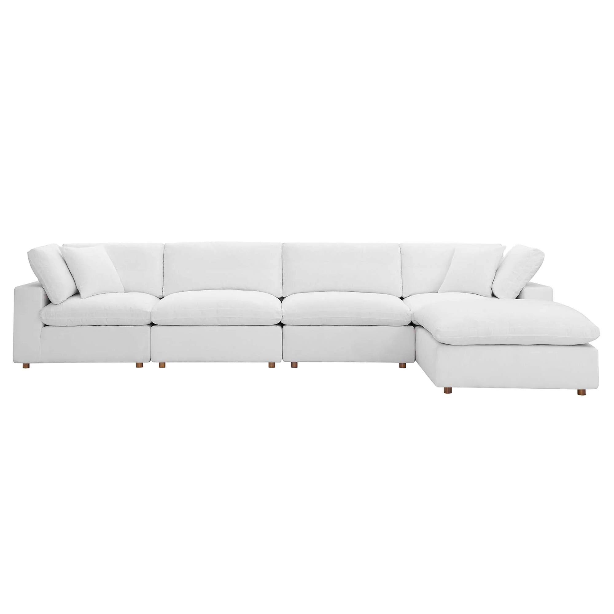 Commix 5 Piece Down Filled Overstuffed Sectional Sofa Set