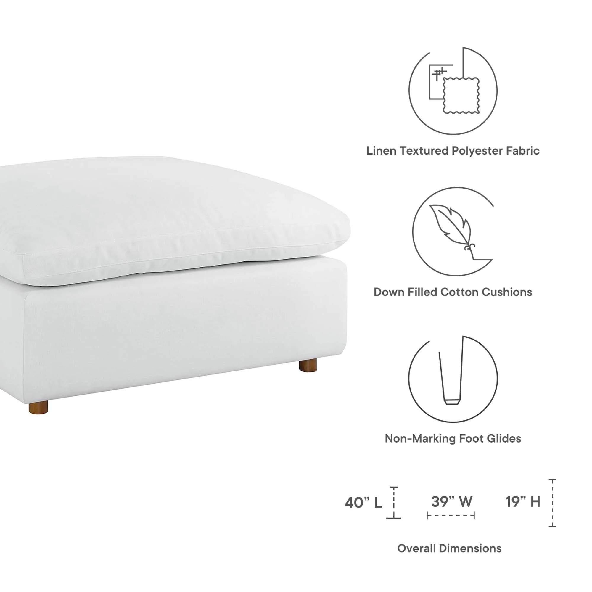 Chaise sans accoudoirs rembourrée en duvet Commix