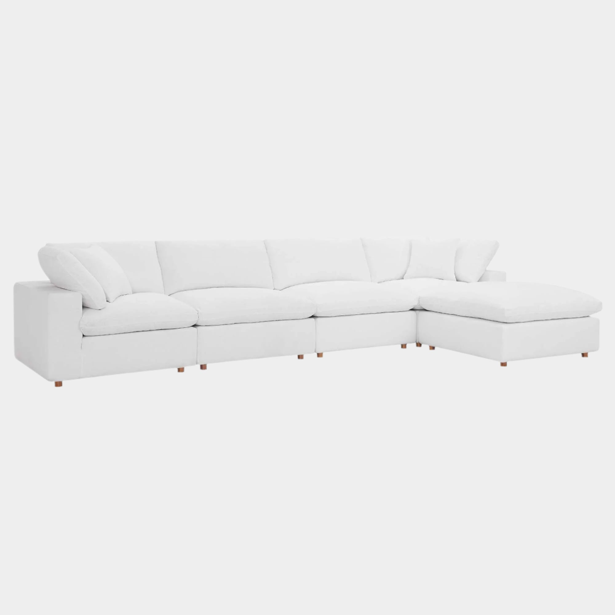 Commix 5 Piece Down Filled Overstuffed Sectional Sofa Set