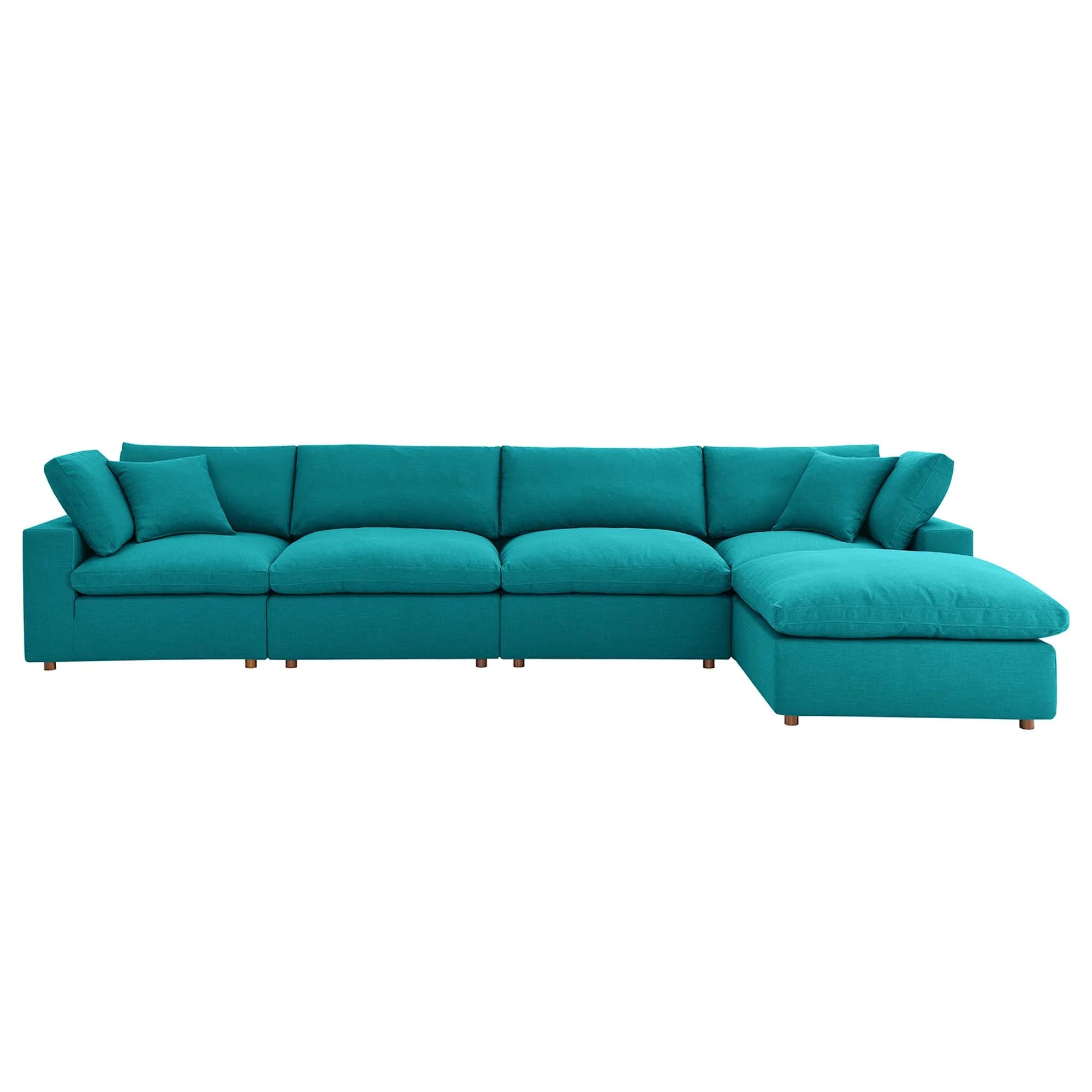 Commix 5 Piece Down Filled Overstuffed Sectional Sofa Set