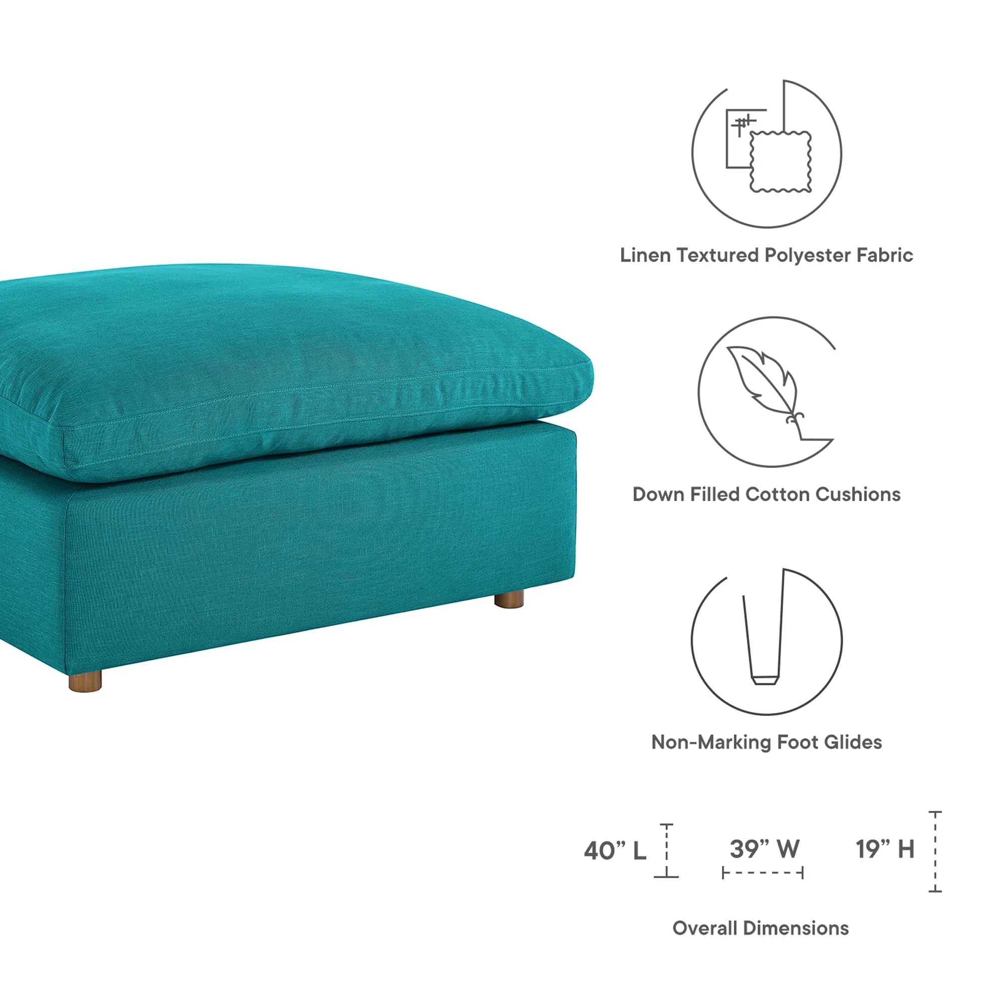 Chaise sans accoudoirs rembourrée en duvet Commix