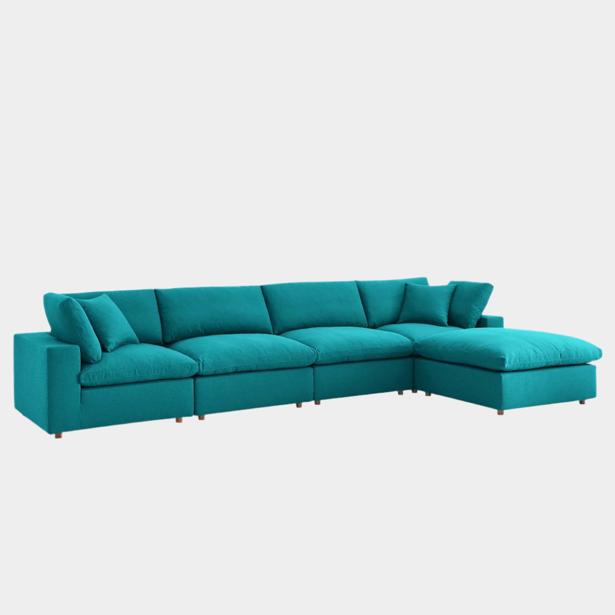 Commix 5 Piece Down Filled Overstuffed Sectional Sofa Set